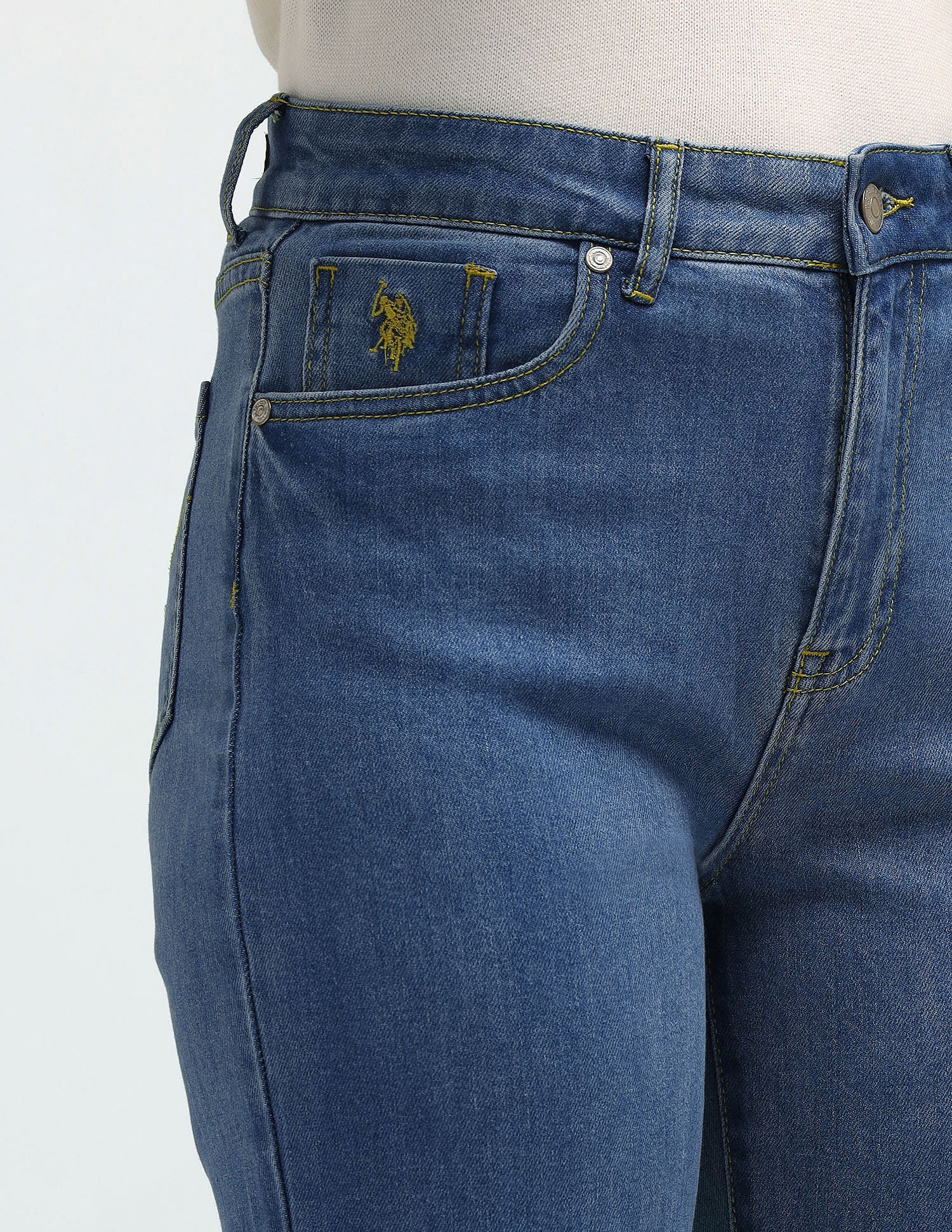 High Rise Straight Fit Jeans Blue - U.S. POLO ASSN. | Large