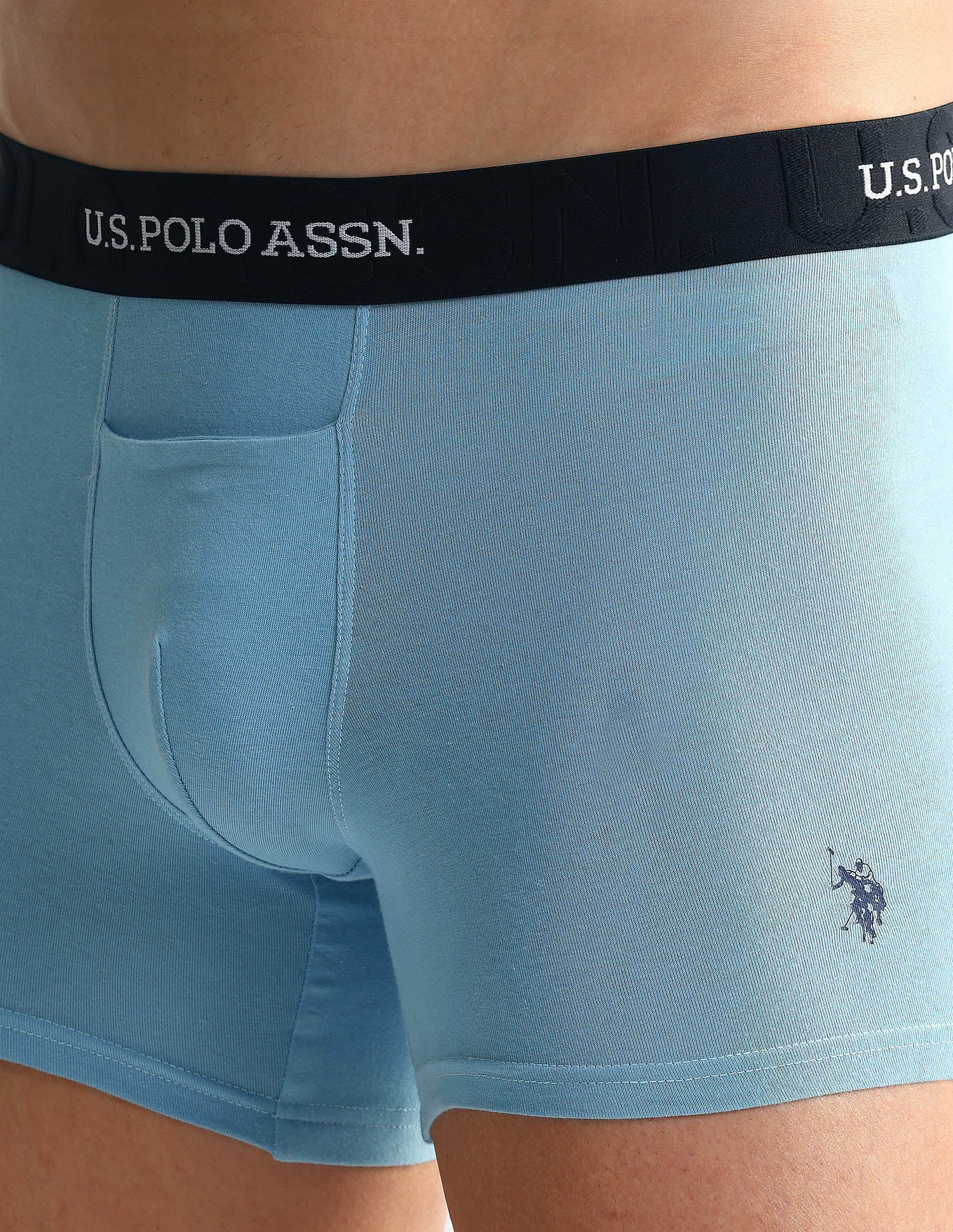 Elastic Waistband Ribbed Solid OET012 Trunks - Pack Of 2 Glacier Lake and Grey - U.S. POLO ASSN. | Large