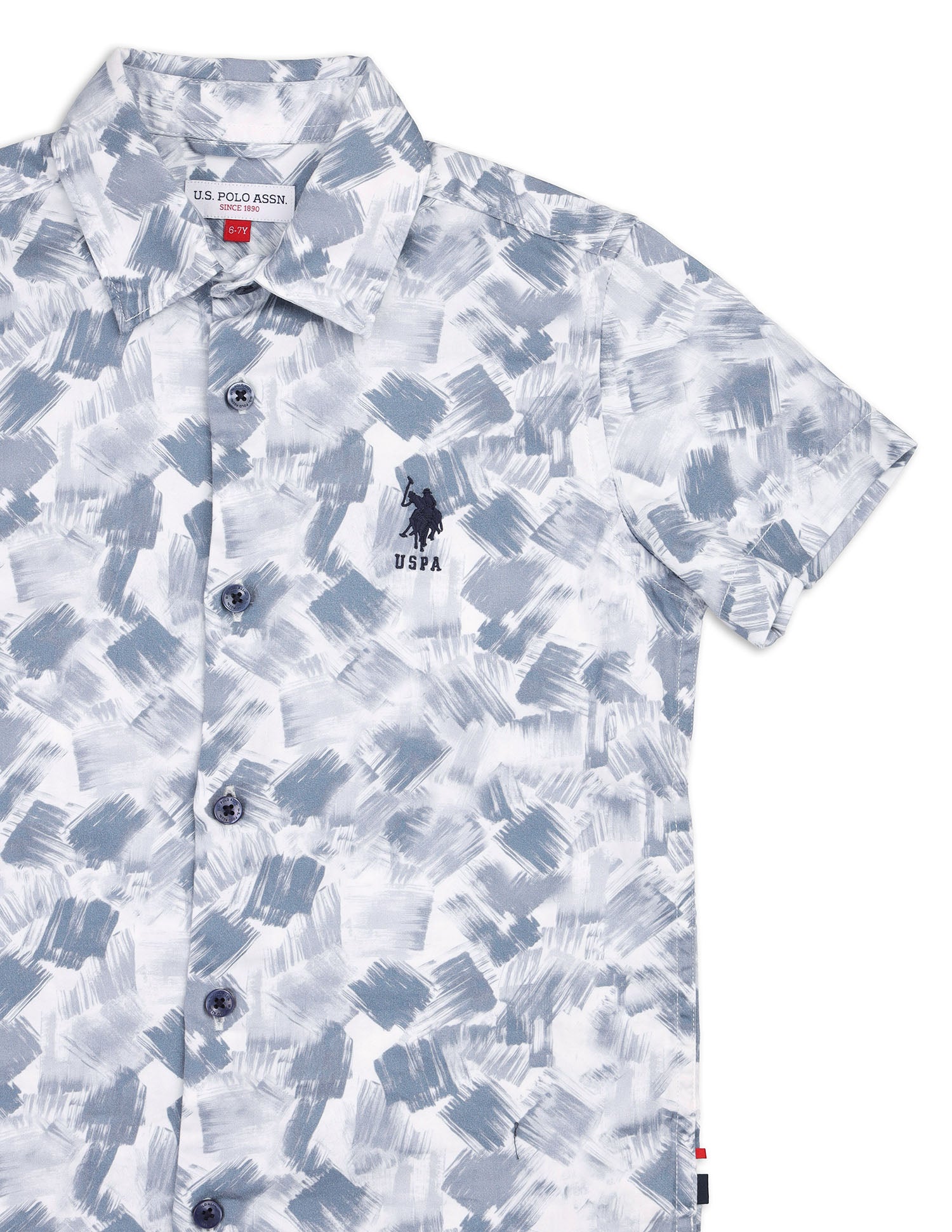 Boys Abstract Printed Satin Shirt Blue - U.S. POLO ASSN. | Large