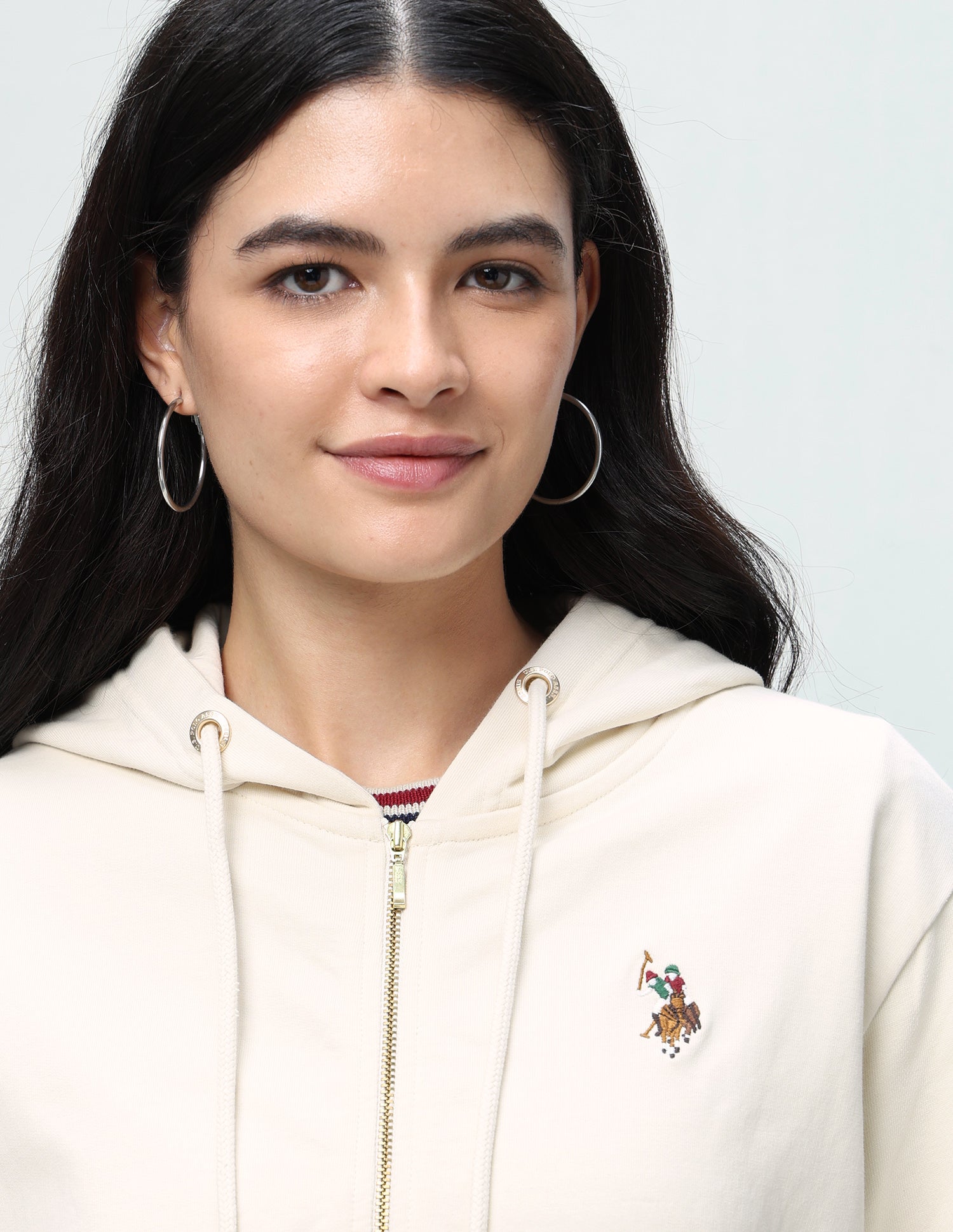 Solid Regular Fit Sweatshirt Ecru - U.S. Polo Assn. India | Large
