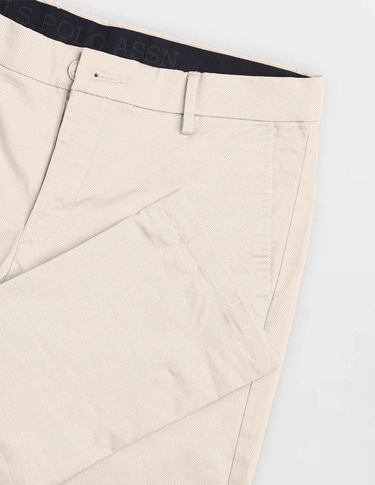 Textured Denver Slim Fit Trousers Beige - U.S. Polo Assn. India | Large