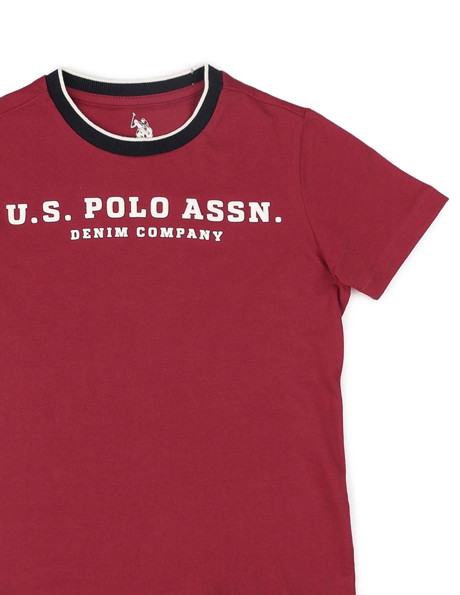 Boys Brand Embossed Pure Cotton T-Shirt Burgundy - U.S. POLO ASSN. | Large