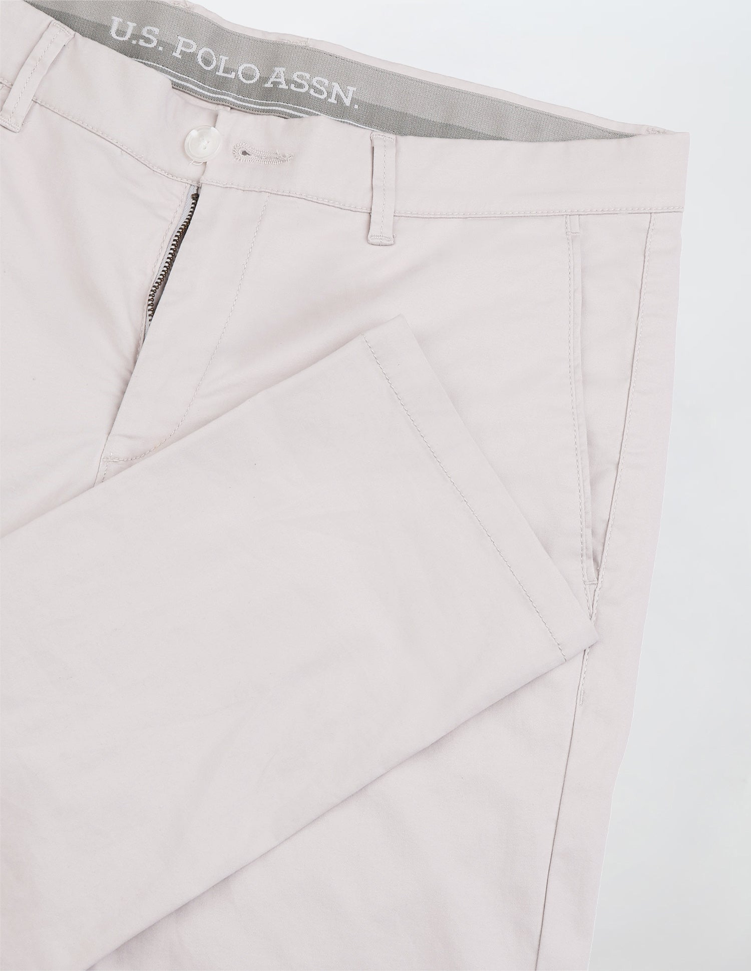 Denver Slim Fit Satin Trousers LightGrey - U.S. Polo Assn. India | Large