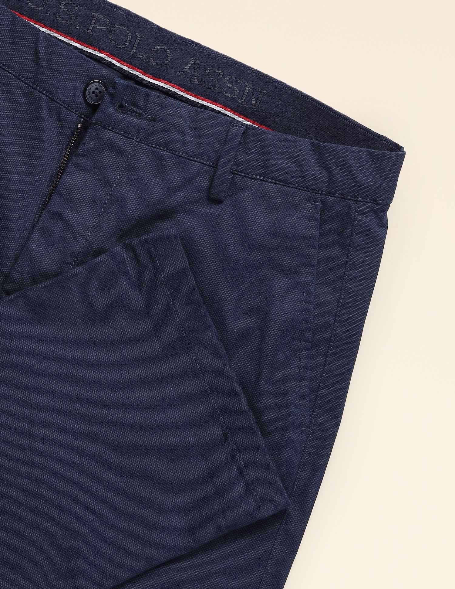 Solid Riley Fit Straight Fit Trousers Navy - U.S. POLO ASSN. | Large