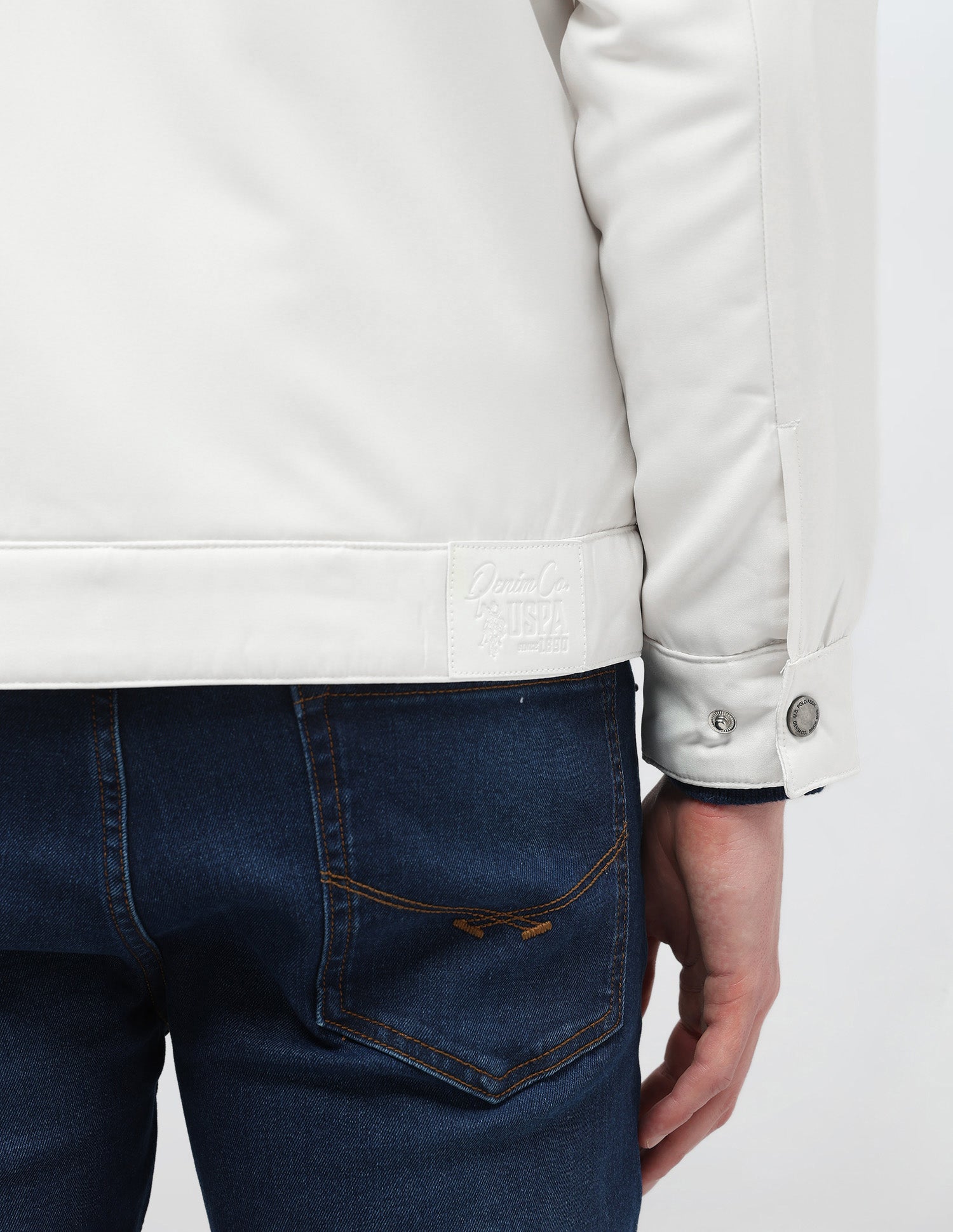 Solid Regular Fit Jacket Off White - U.S. Polo Assn. India | Large