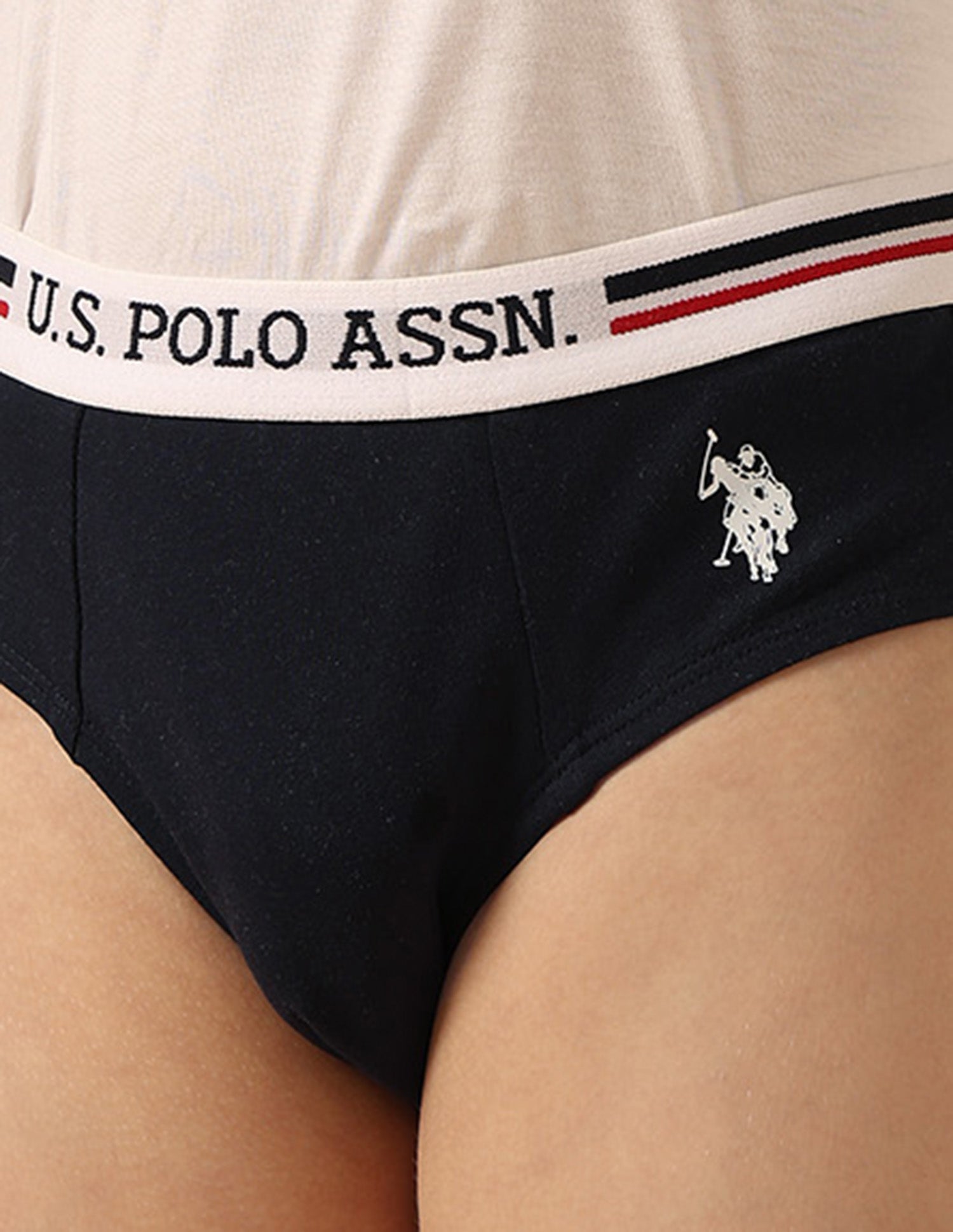 Boys Mid Rise Cotton Spandex EKB09 Briefs - Pack Of 3 White, Navy and Powderblue - U.S. POLO ASSN. | Large