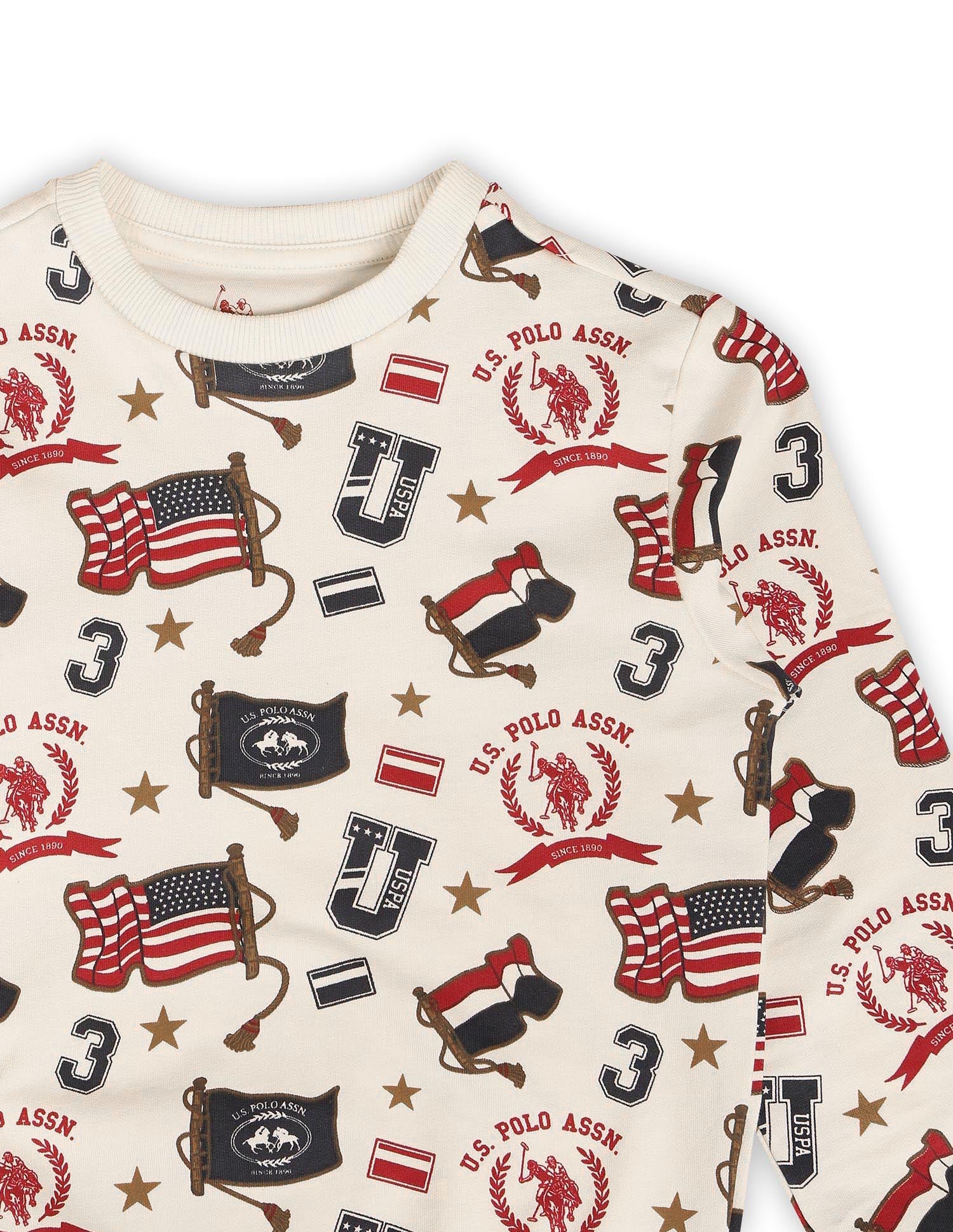 Boys Brand Printed Regular Fit Sweatshirt White - U.S. POLO ASSN. | Large