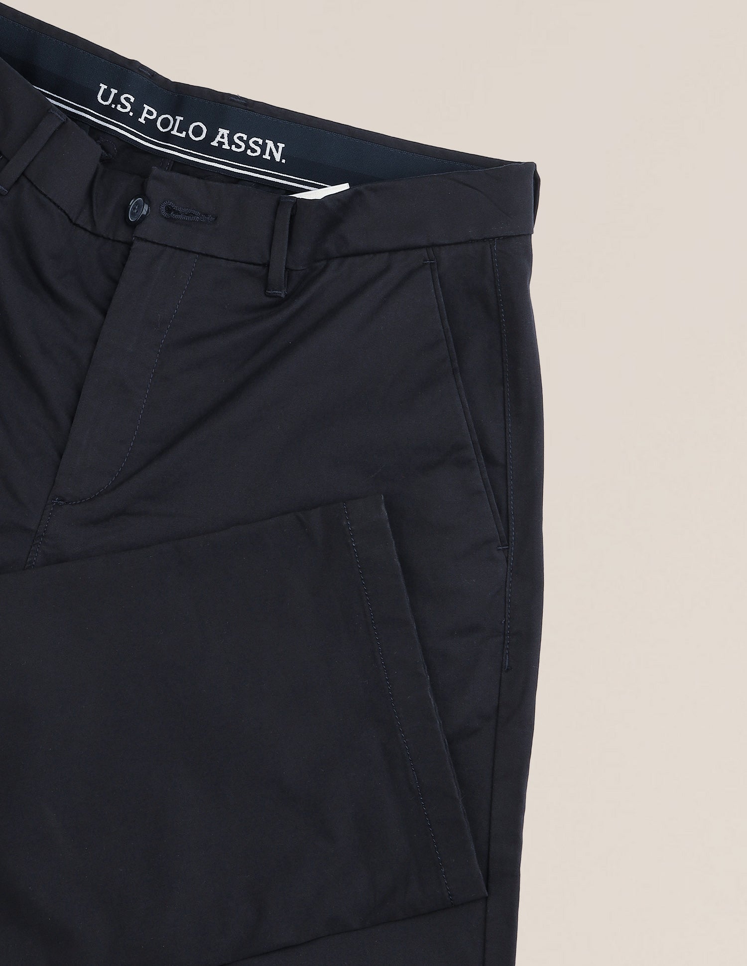 Riley Straight Fit Satin Trousers Navy - U.S. Polo Assn. India | Large