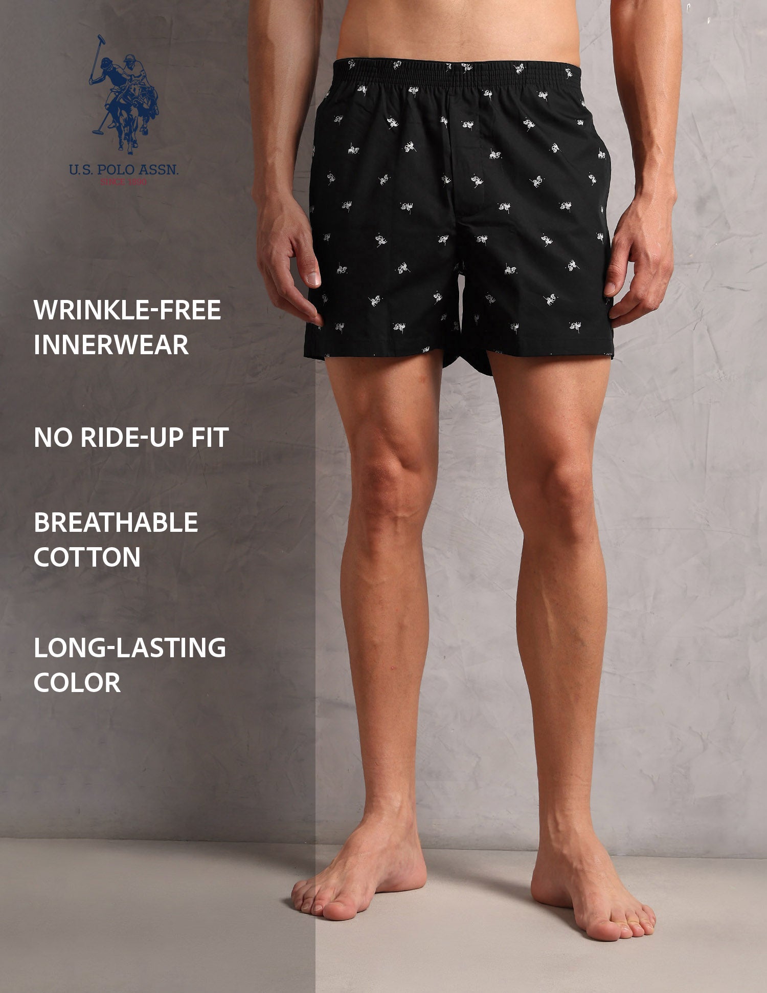 Pure Cotton Printed OEX11 Boxers - Pack Of 1 Black - U.S. POLO ASSN. | Large