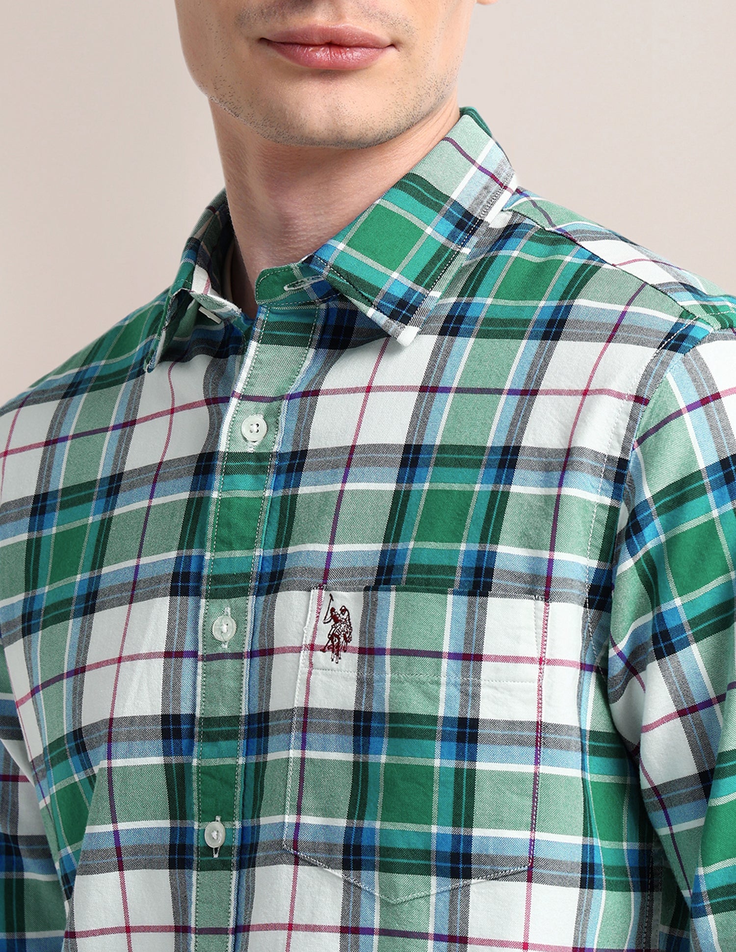 Plaid Checked Regular Fit Shirt Green - U.S. Polo Assn. India | Large