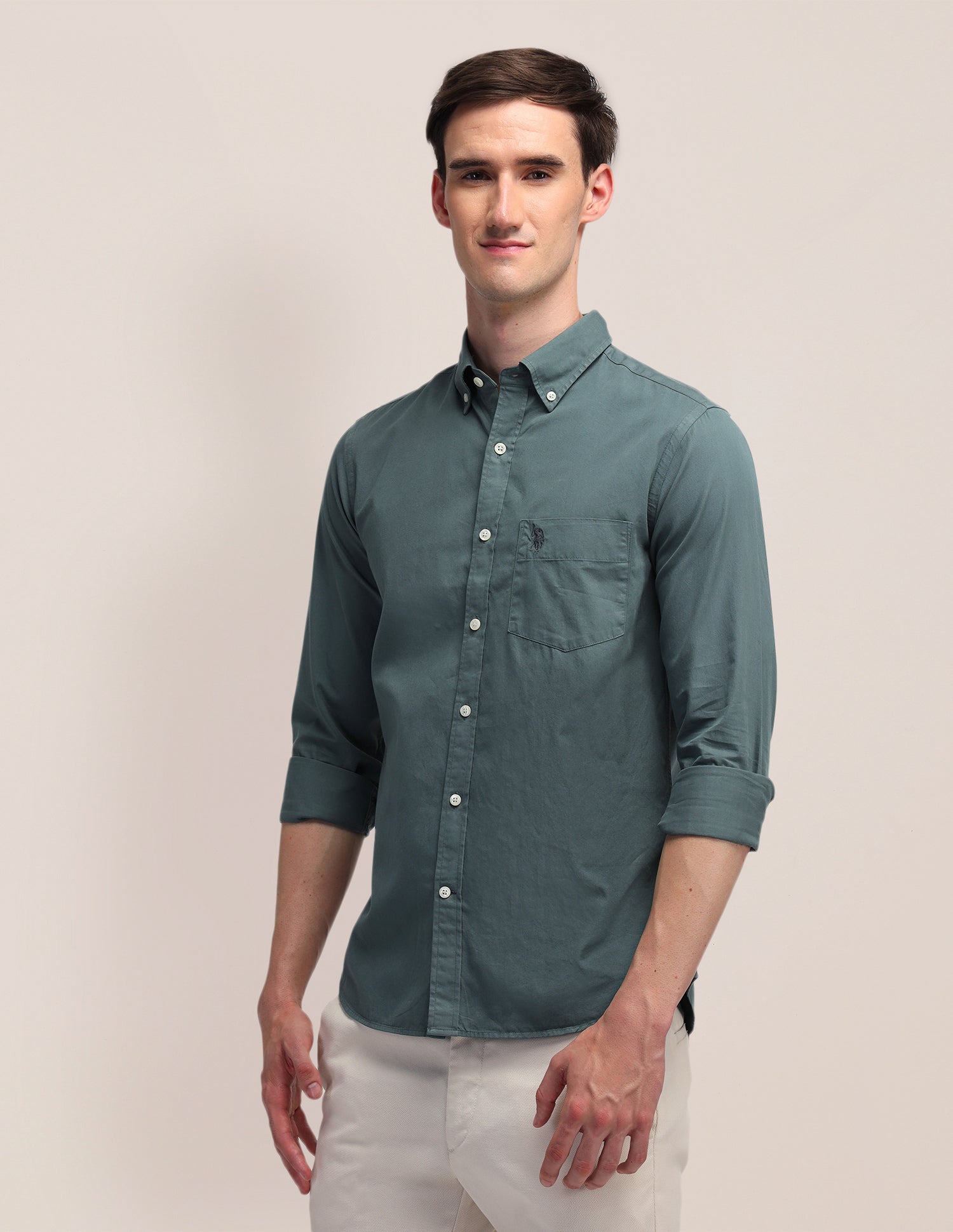 Tailored Fit Cotton Shirt Grey - U.S. POLO ASSN. | Large