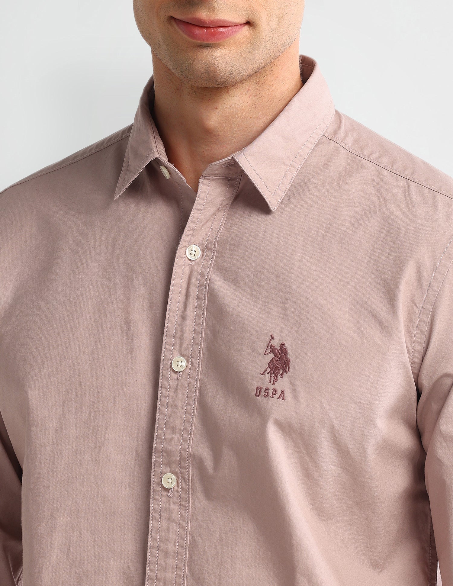 Solid Slim Fit Shirt Mauve - U.S. POLO ASSN. | Large