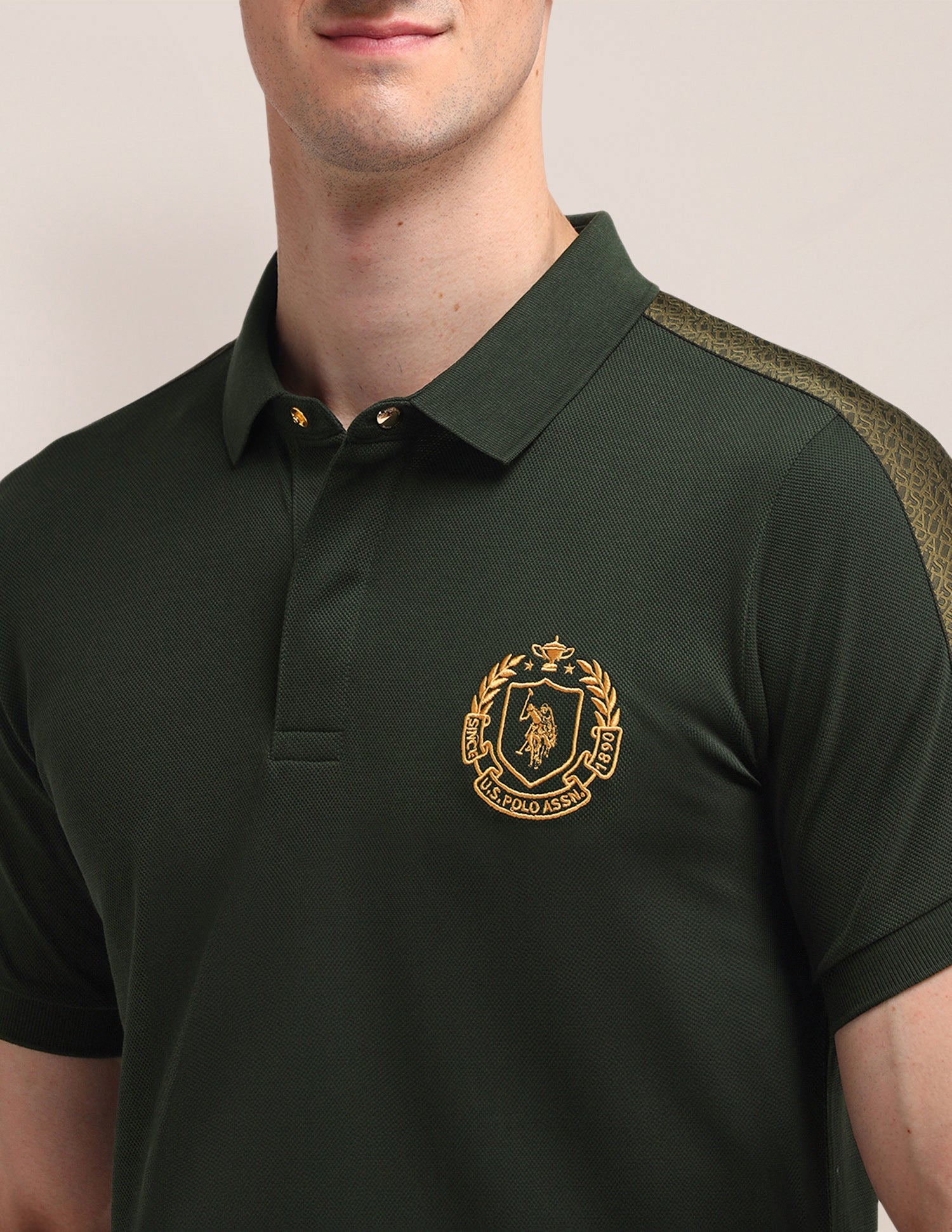 Solid Cotton Polo Shirt Olive - U.S. POLO ASSN. | Large