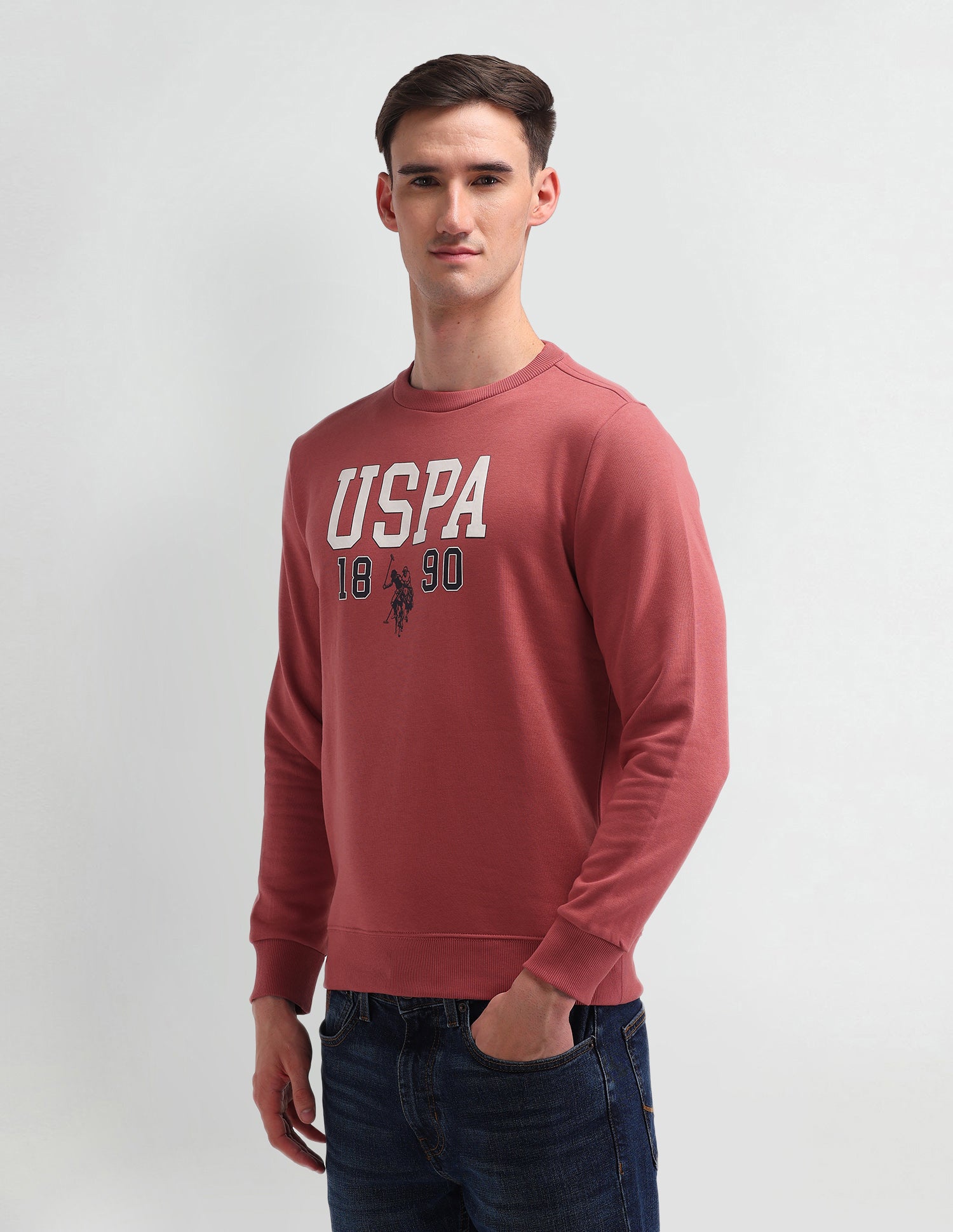Crew Neck Brand Printed Sweatshirt Red - U.S. POLO ASSN. | Large