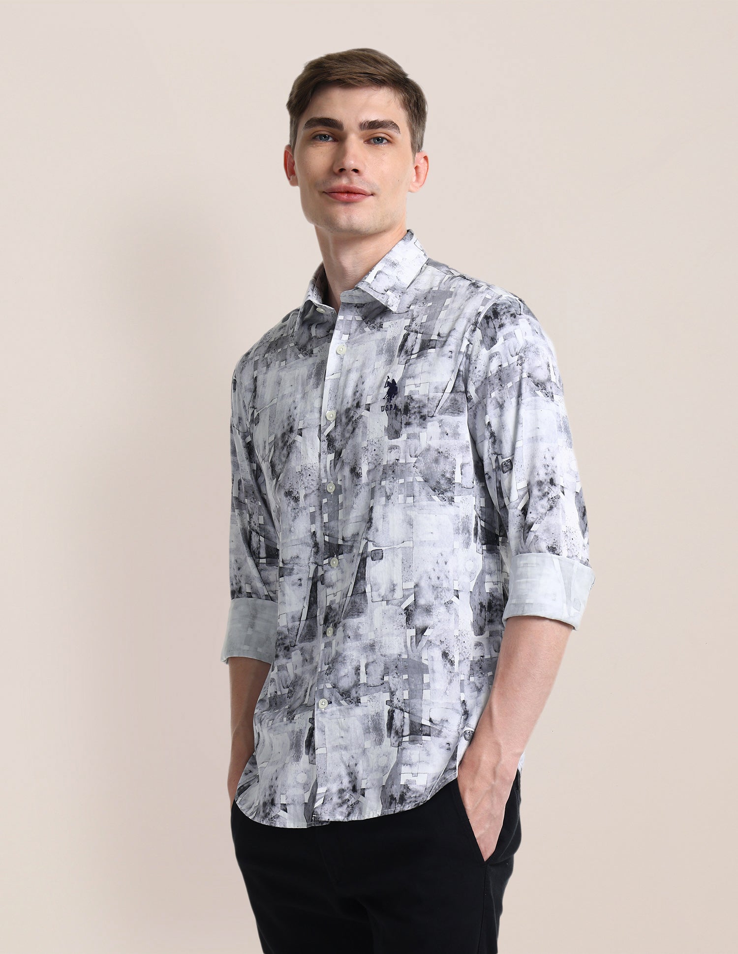 Abstract Regular Fit Shirt Light-Grey - U.S. POLO ASSN. | Large