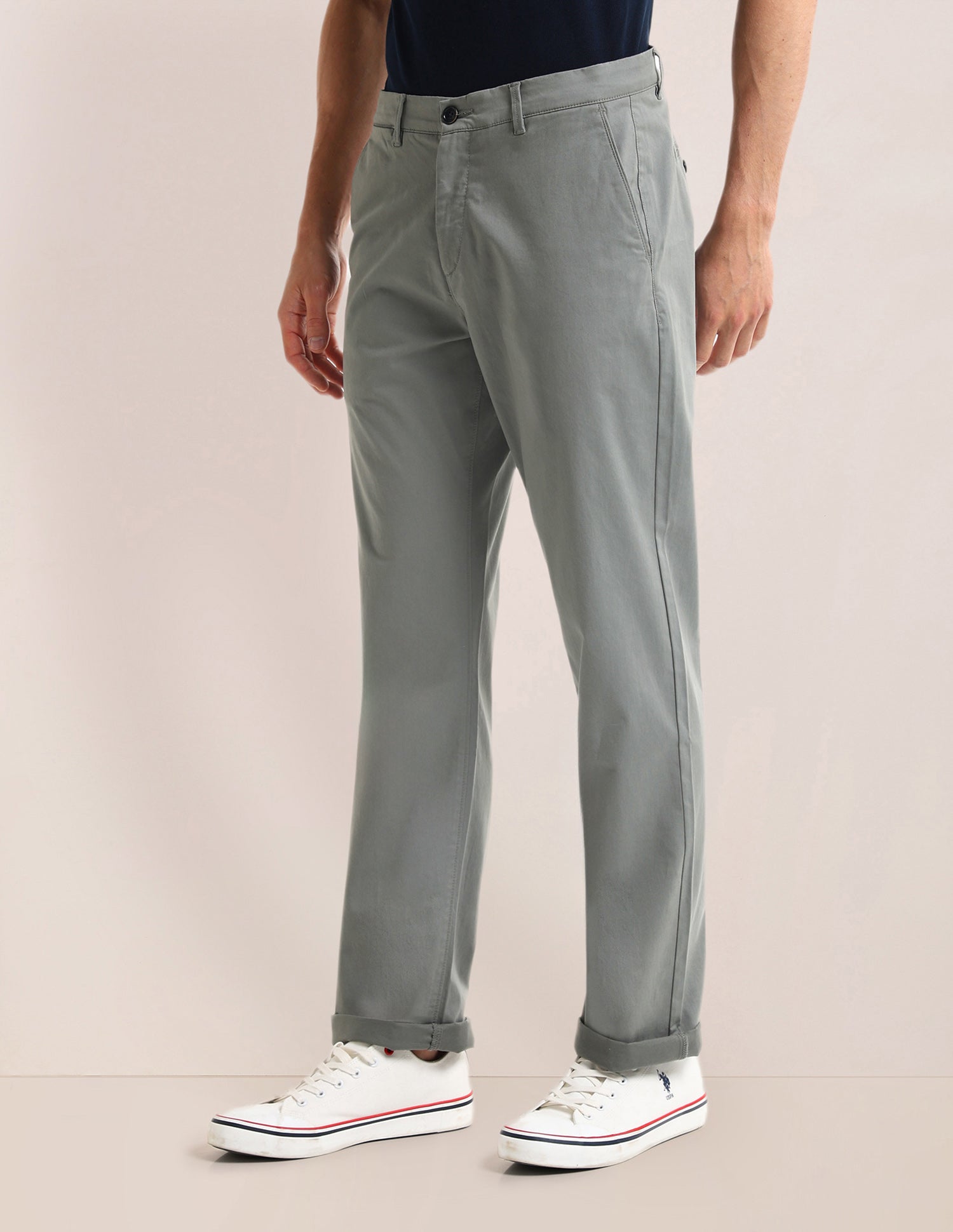 Riley Straight Fit Regular Trousers Grey - U.S. POLO ASSN. | Large