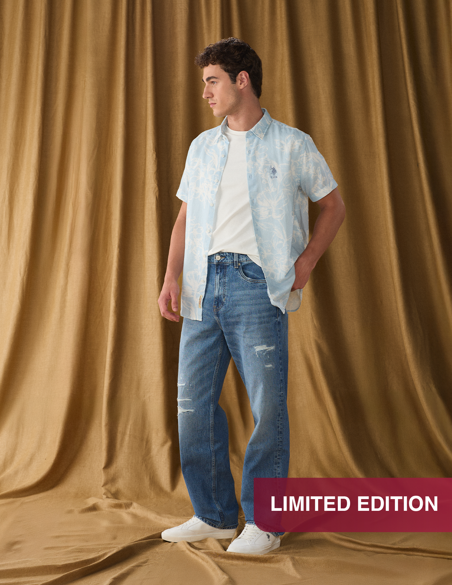Logan Loose Straight Fit Blue Distressed Jeans
