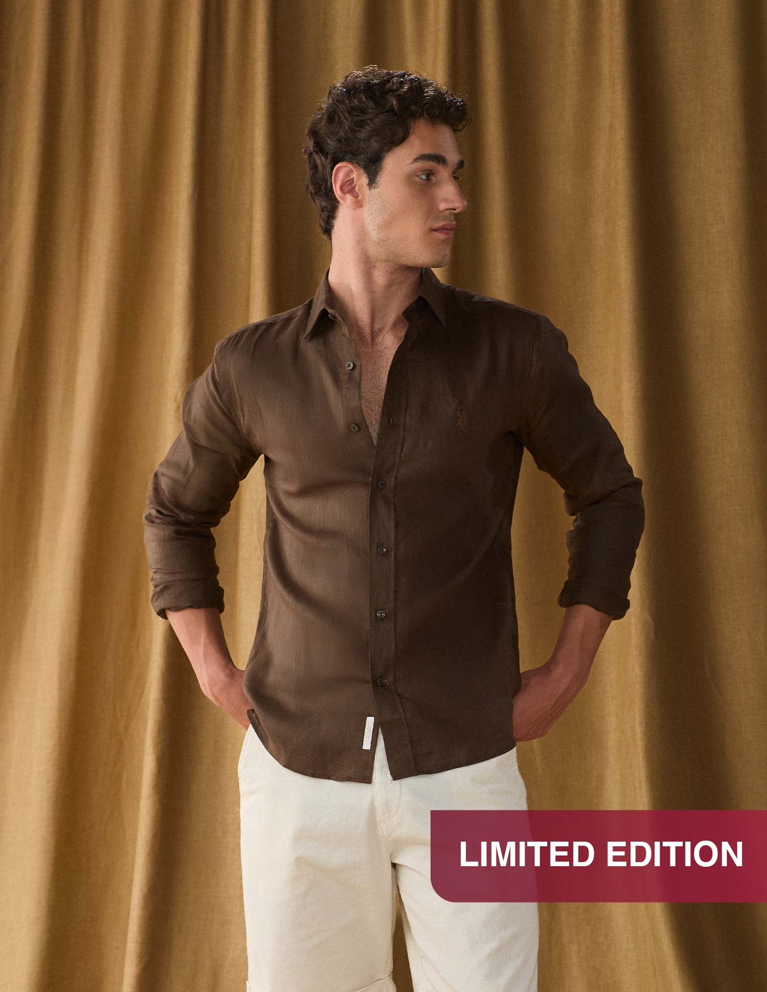 Solid Regular Fit Shirt Choco - U.S. Polo Assn. India | Large