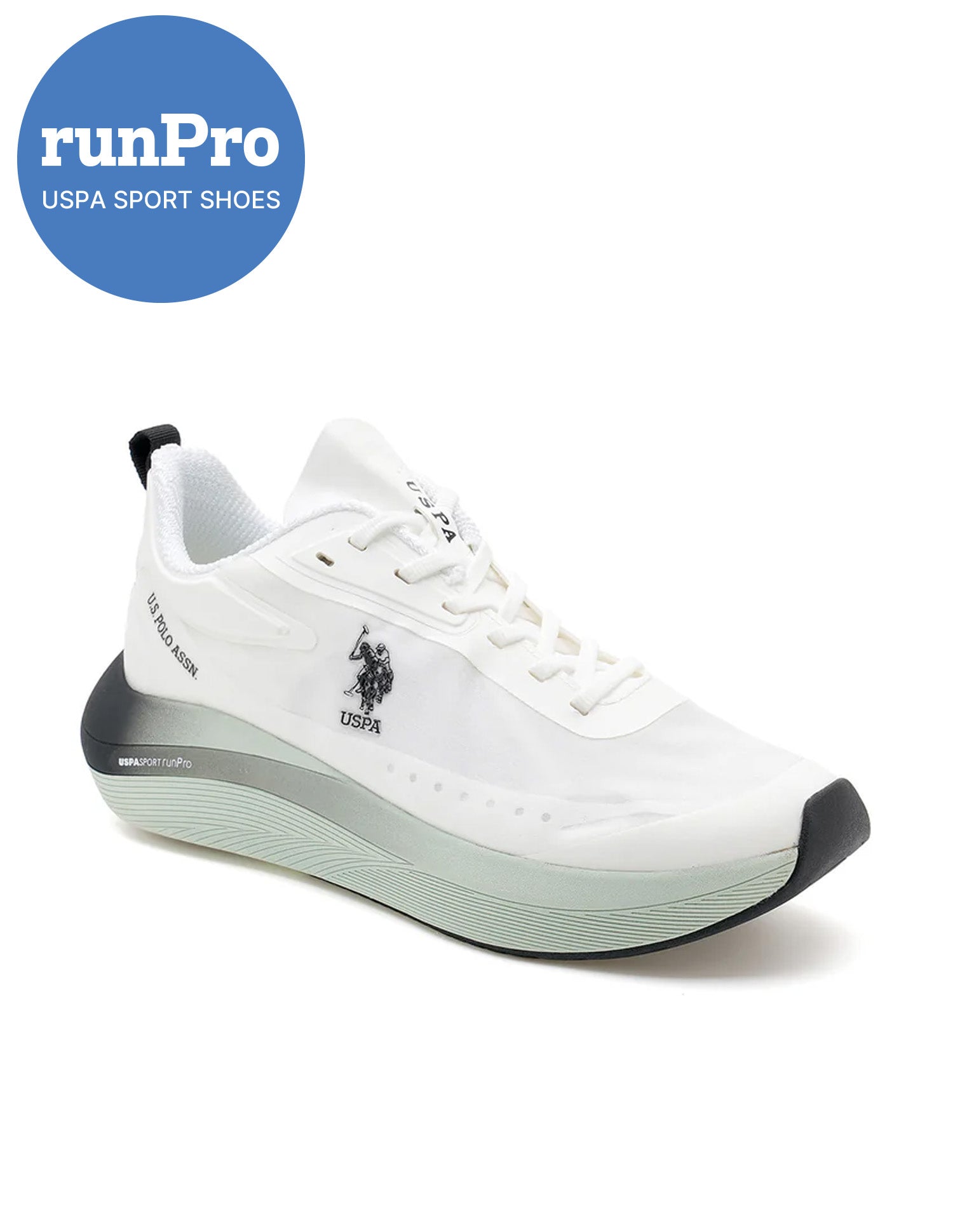 Men Frank White Uspa Sport  Runpro Running Shoes White - U.S. Polo Assn. India | Large