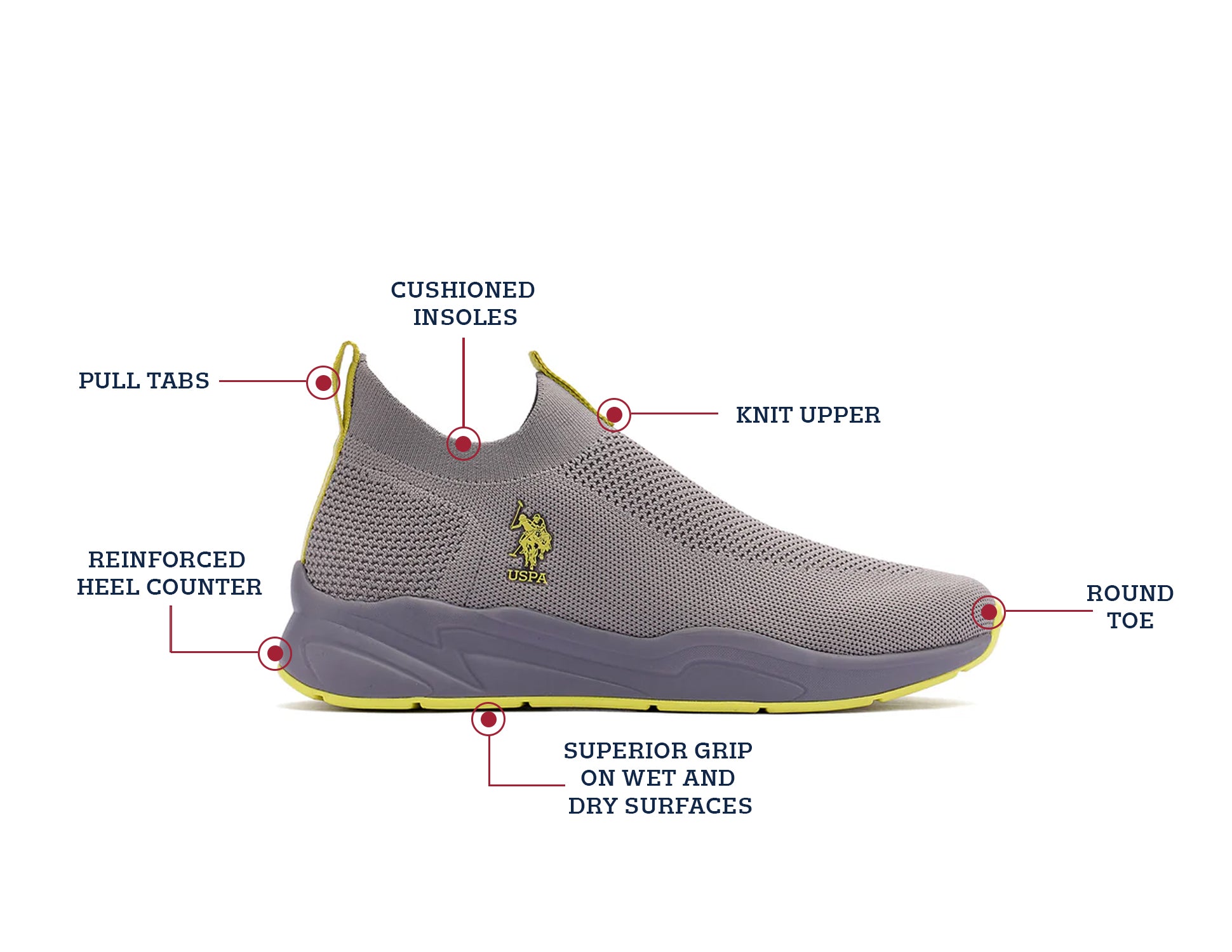 Men Duncun 5.0 Grey Uspa Sport  Sneaker Slip On Grey - U.S. Polo Assn. India | Large