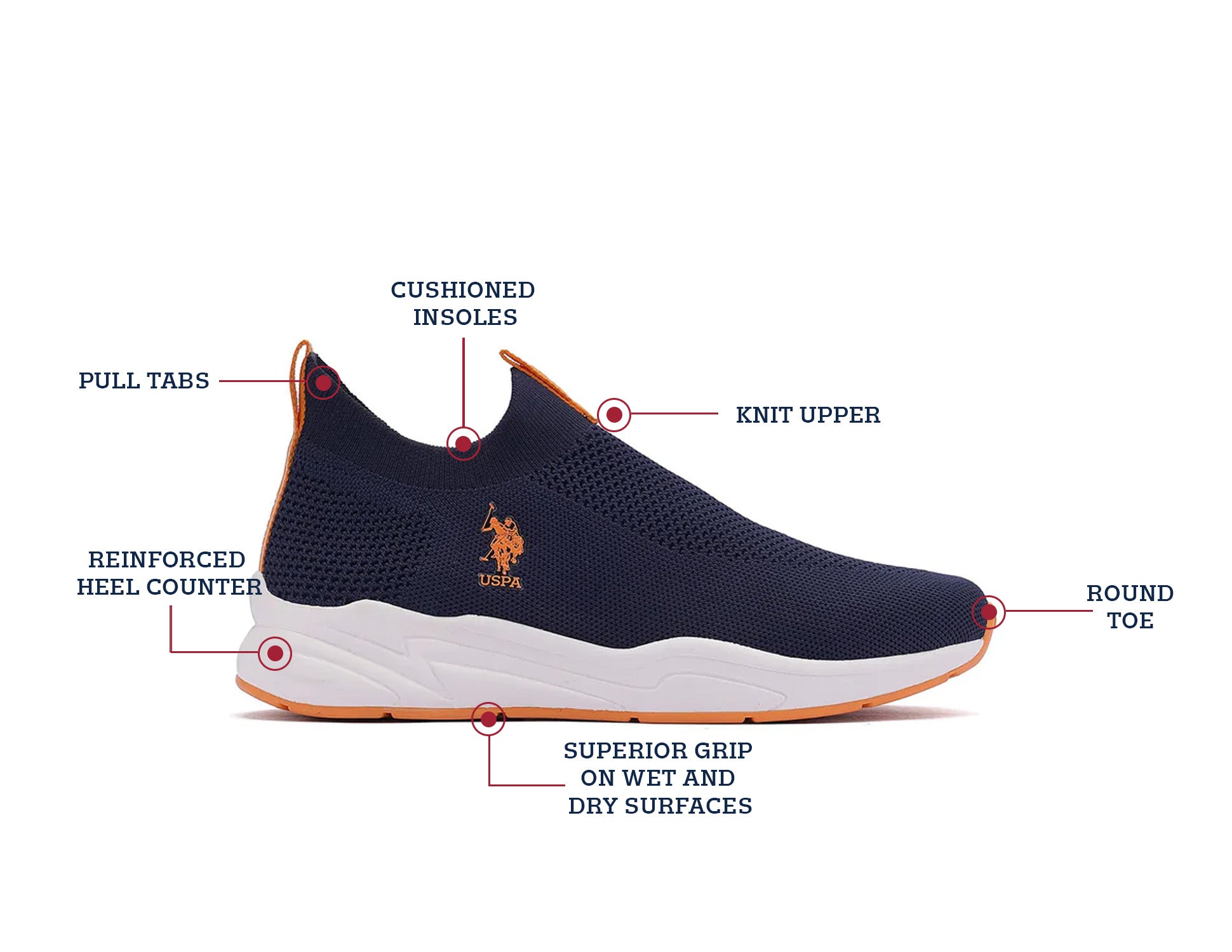 Men Duncun 5.0 Navy Uspa Sport  Sneaker Slip On Navy - U.S. Polo Assn. India | Large