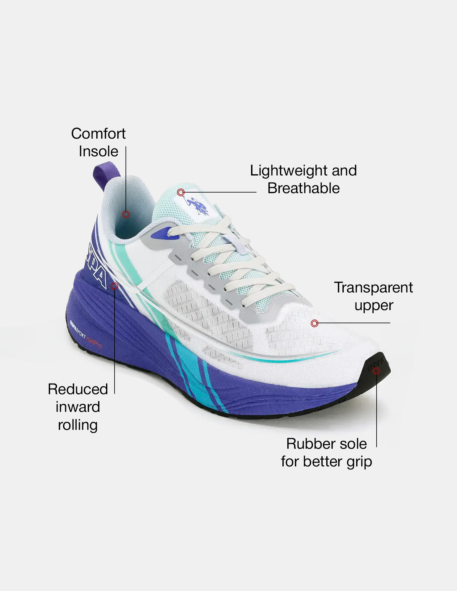 Men Erwin USPA Sport Runpro Running Shoes Blue - U.S. POLO ASSN. | Large