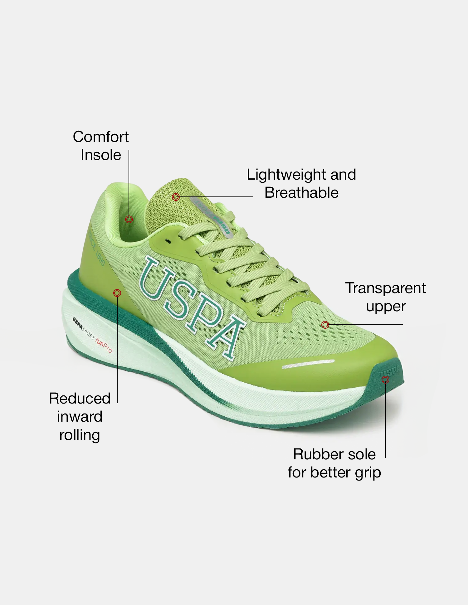 Men Rainer USPA Sport Runpro Running Shoes Green - U.S. POLO ASSN. | Large