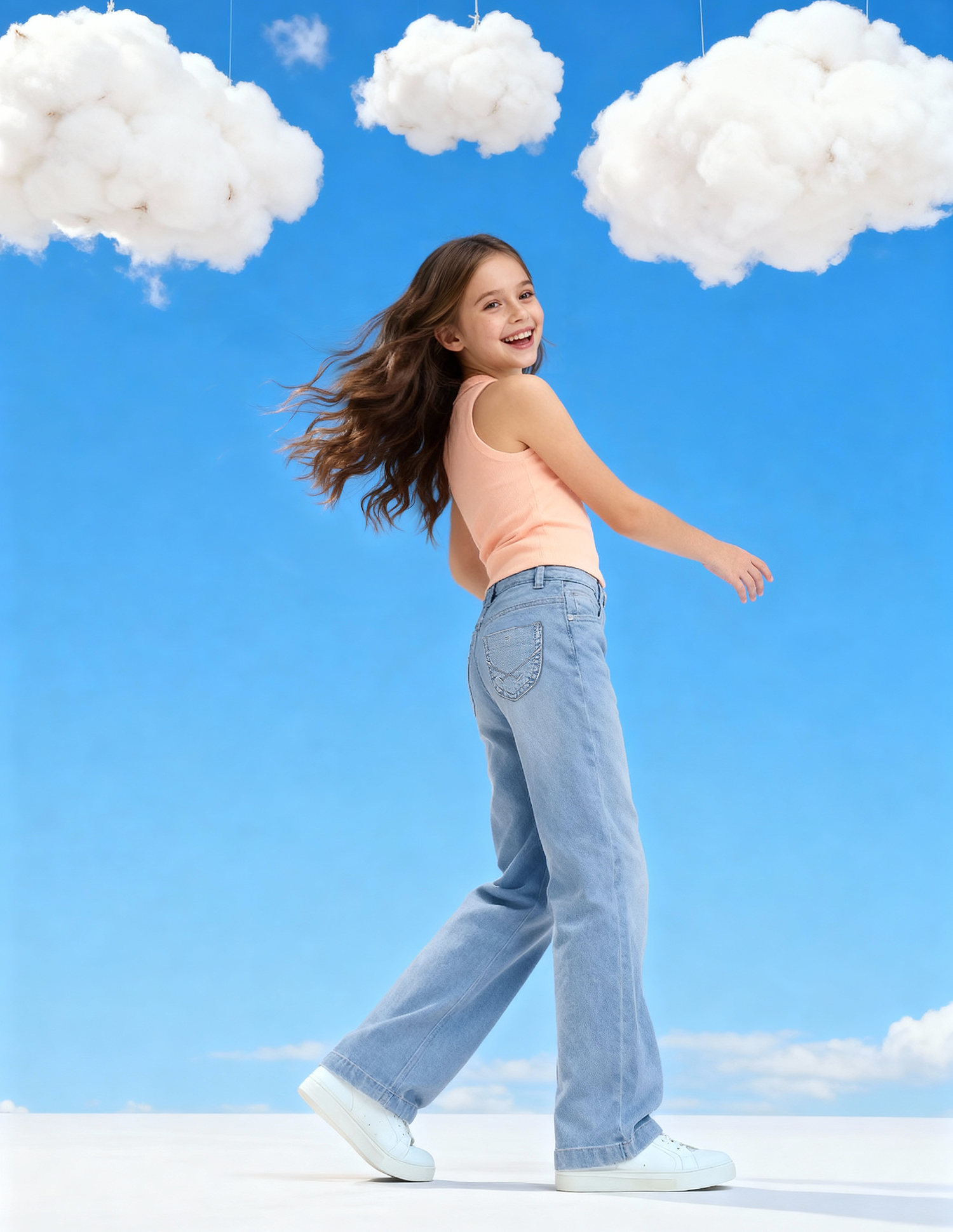 Girls Bootcut Fit Blue Jeans