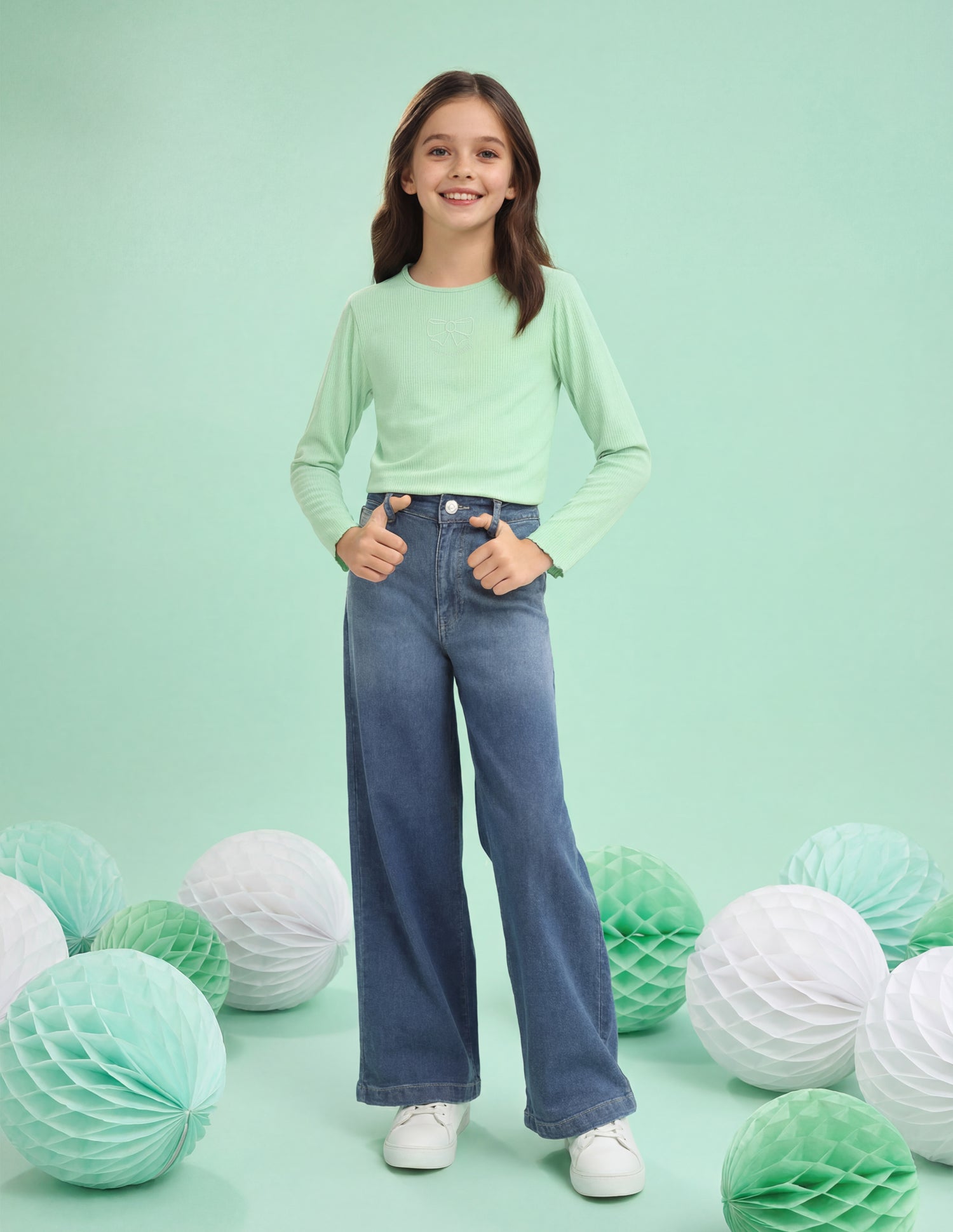 Girls Patterned Knit Regular Fit T-Shirt