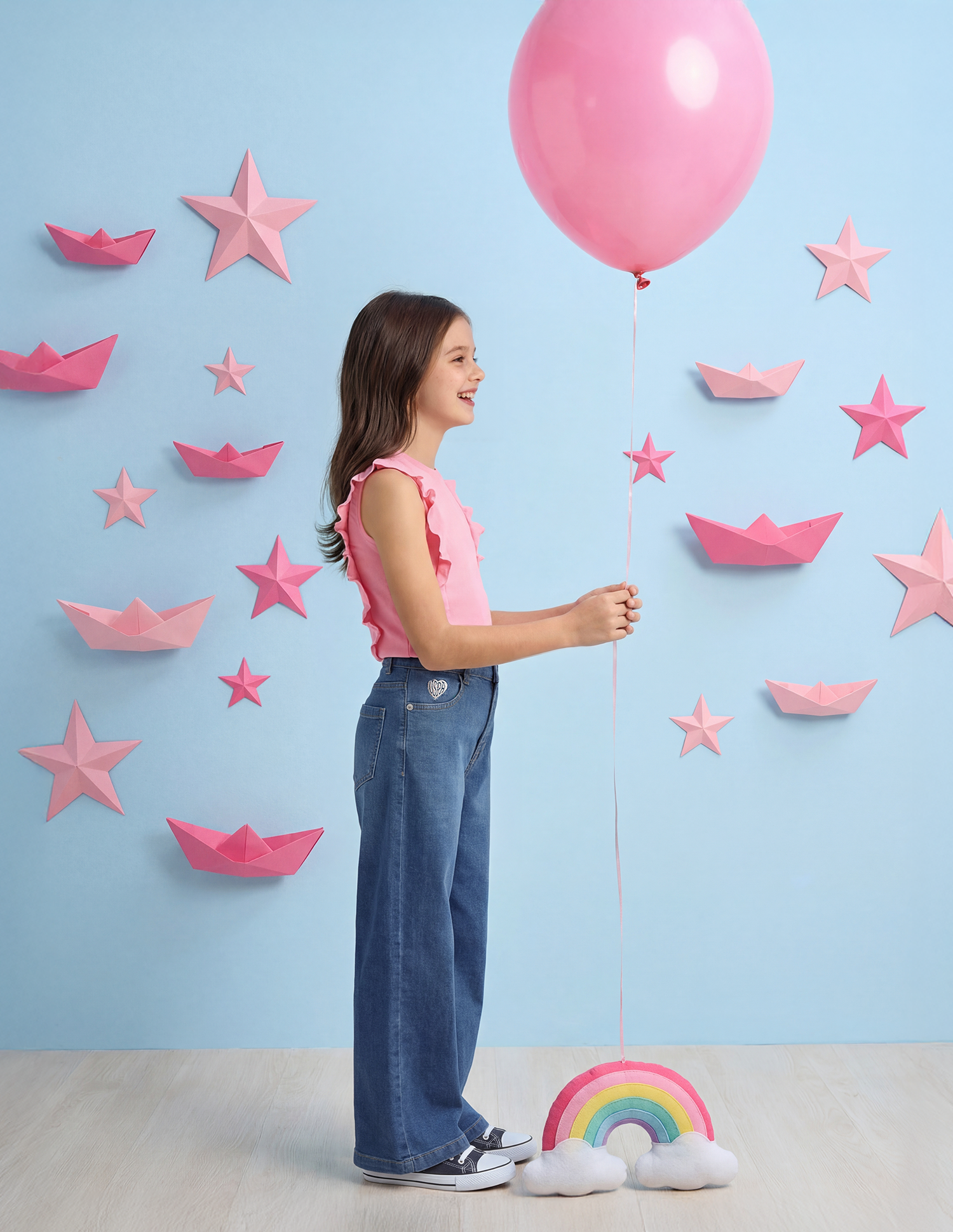 Girls Wide Leg Fit Blue Jeans