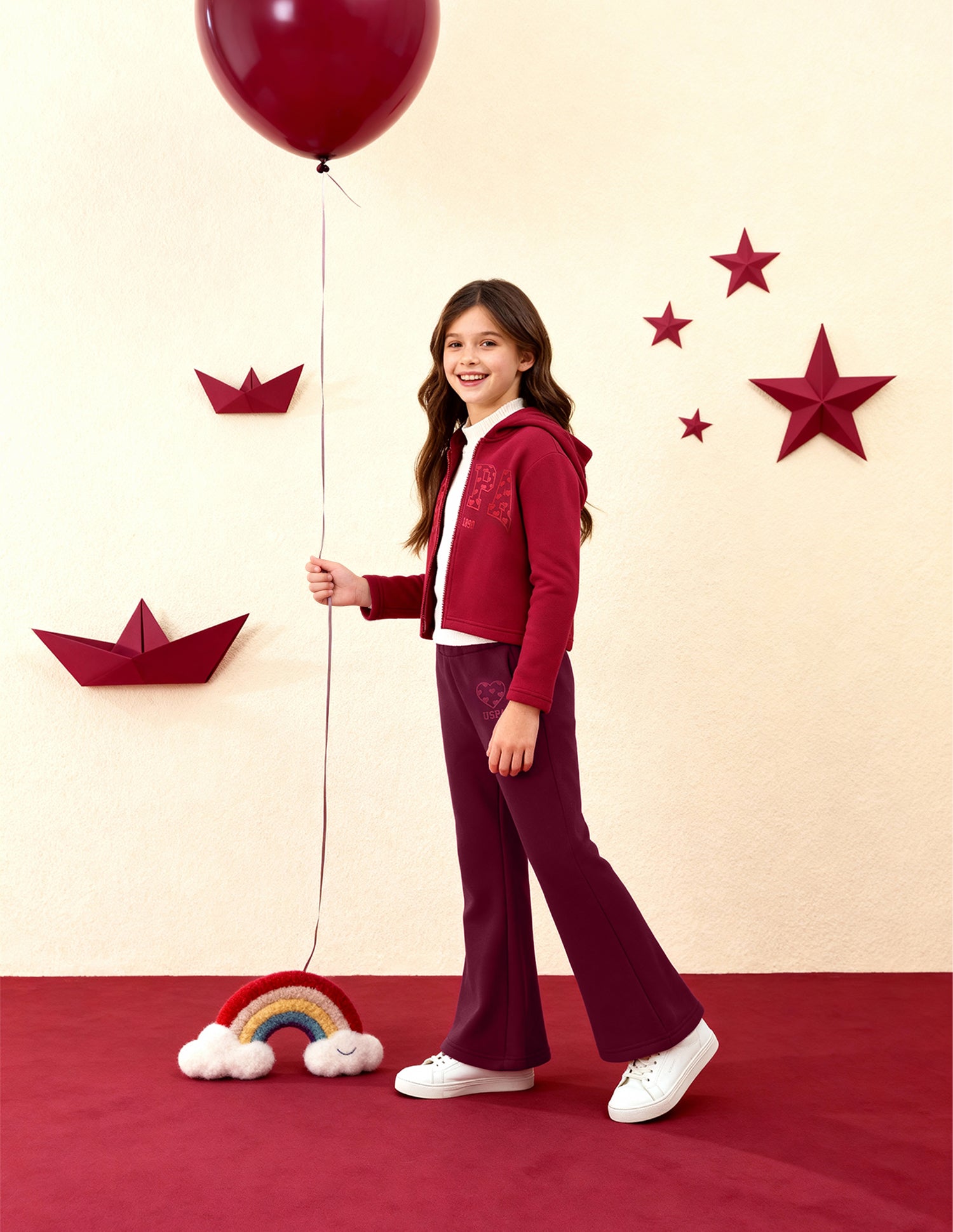 Girls Solid Regular Fit Flared Track Pants