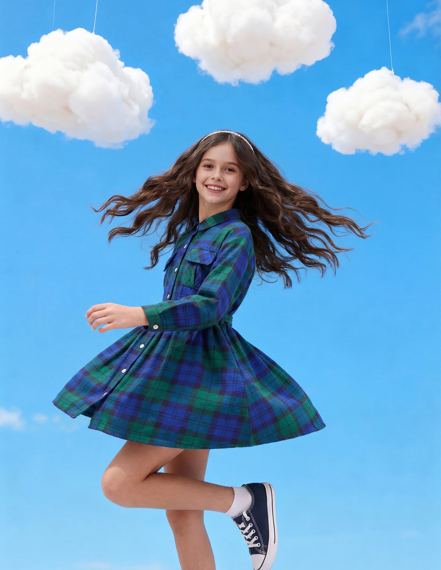 Girls Checked Shirt Dress