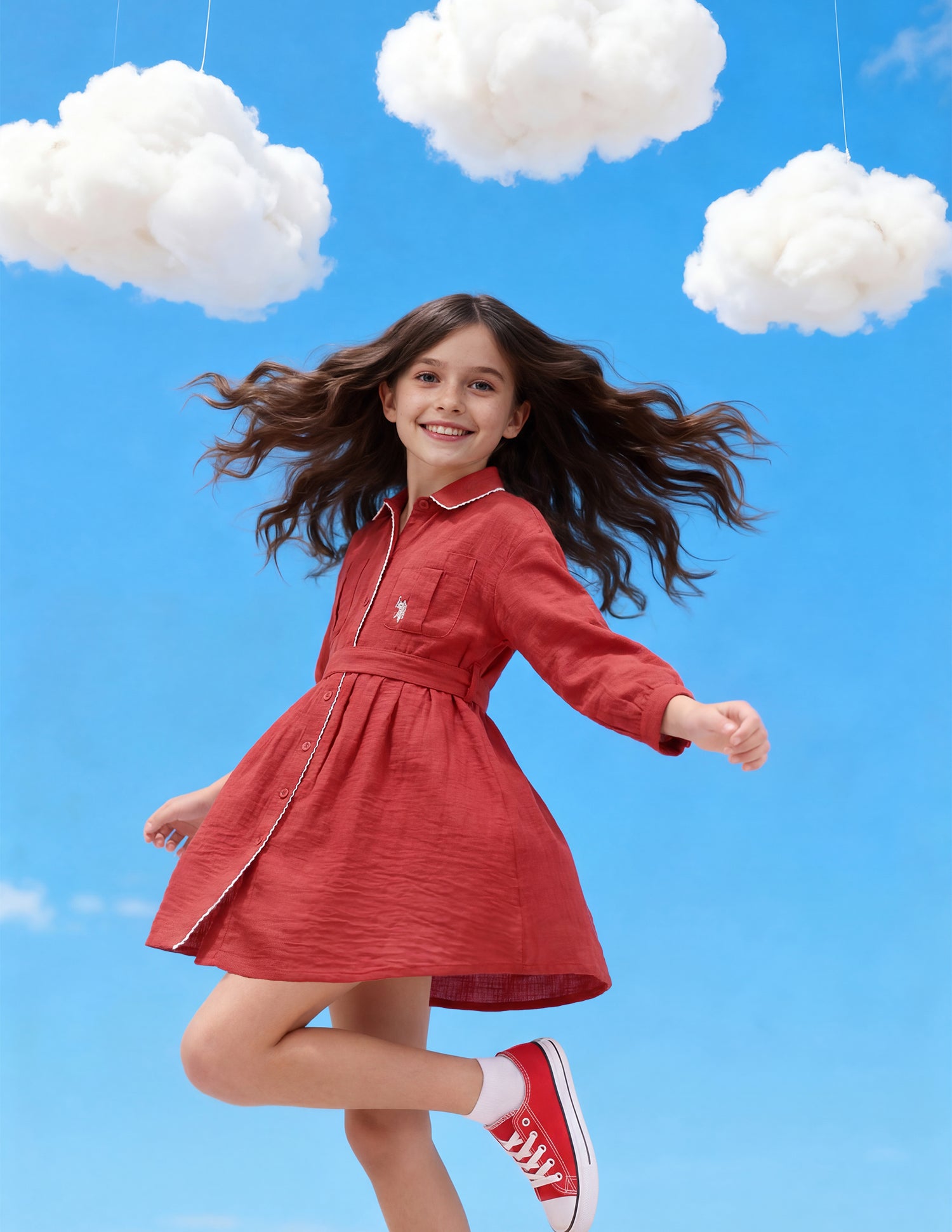 Girls Solid Shirt Dress