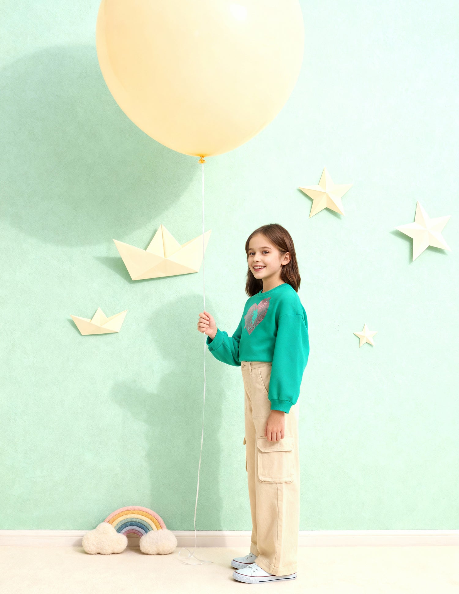 Girls Wide Leg Fit Beige Jeans