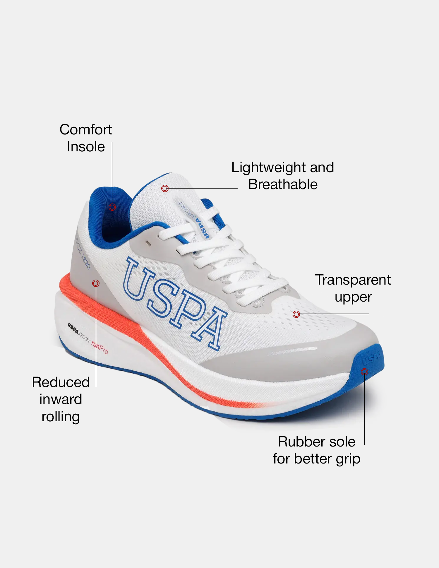 Men Rainer USPA Sport Runpro Running Shoes White - U.S. POLO ASSN. | Large