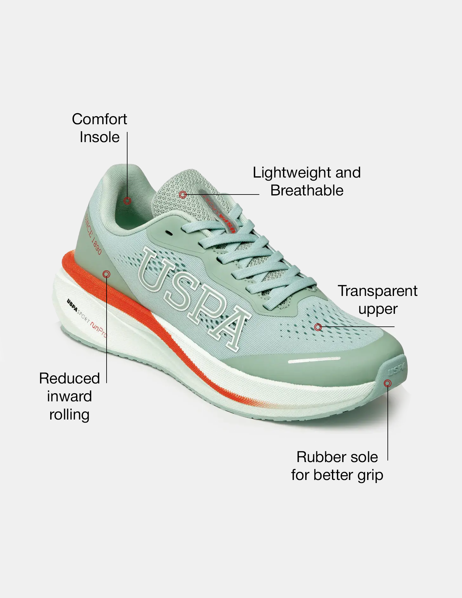 Men Rainer USPA Sport Runpro Running Shoes Light Green - U.S. POLO ASSN. | Large