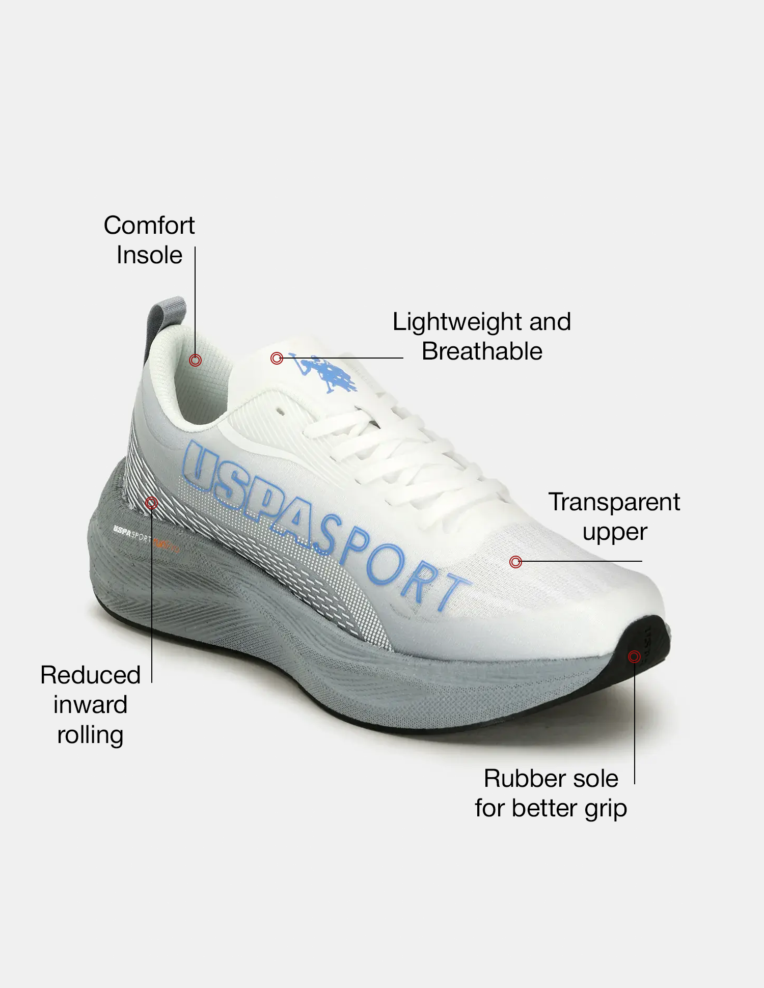 Men Oskar USPA Sport Runpro Running Shoes White - U.S. POLO ASSN. | Large