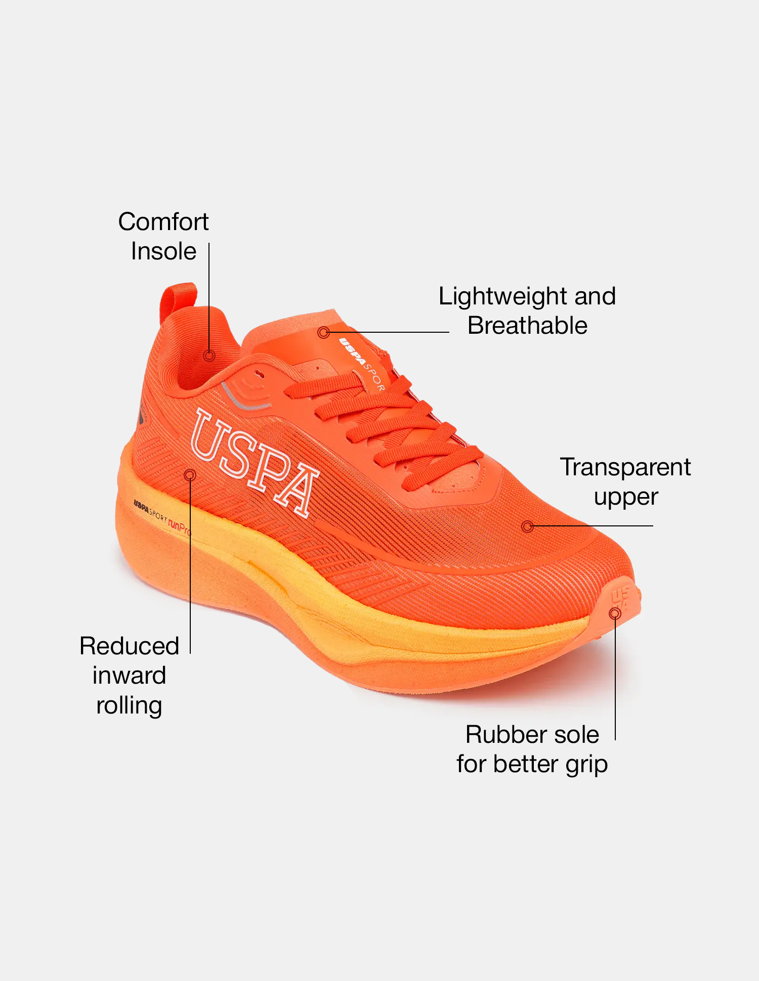 Men Otto USPA Sport Runpro Running Shoes Orange - U.S. POLO ASSN. | Large