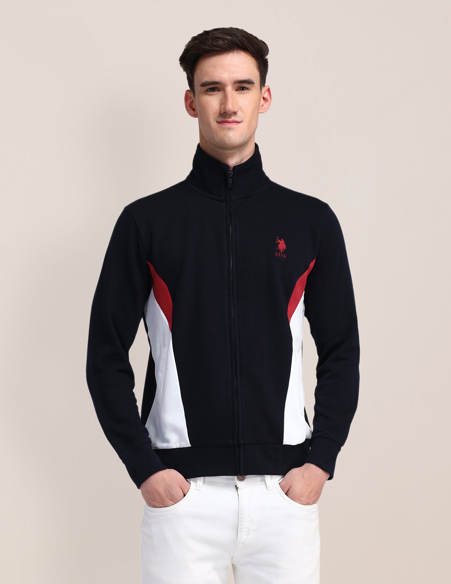High Neck Colour Blocked Sweatshirt Navy - U.S. POLO ASSN. | Large