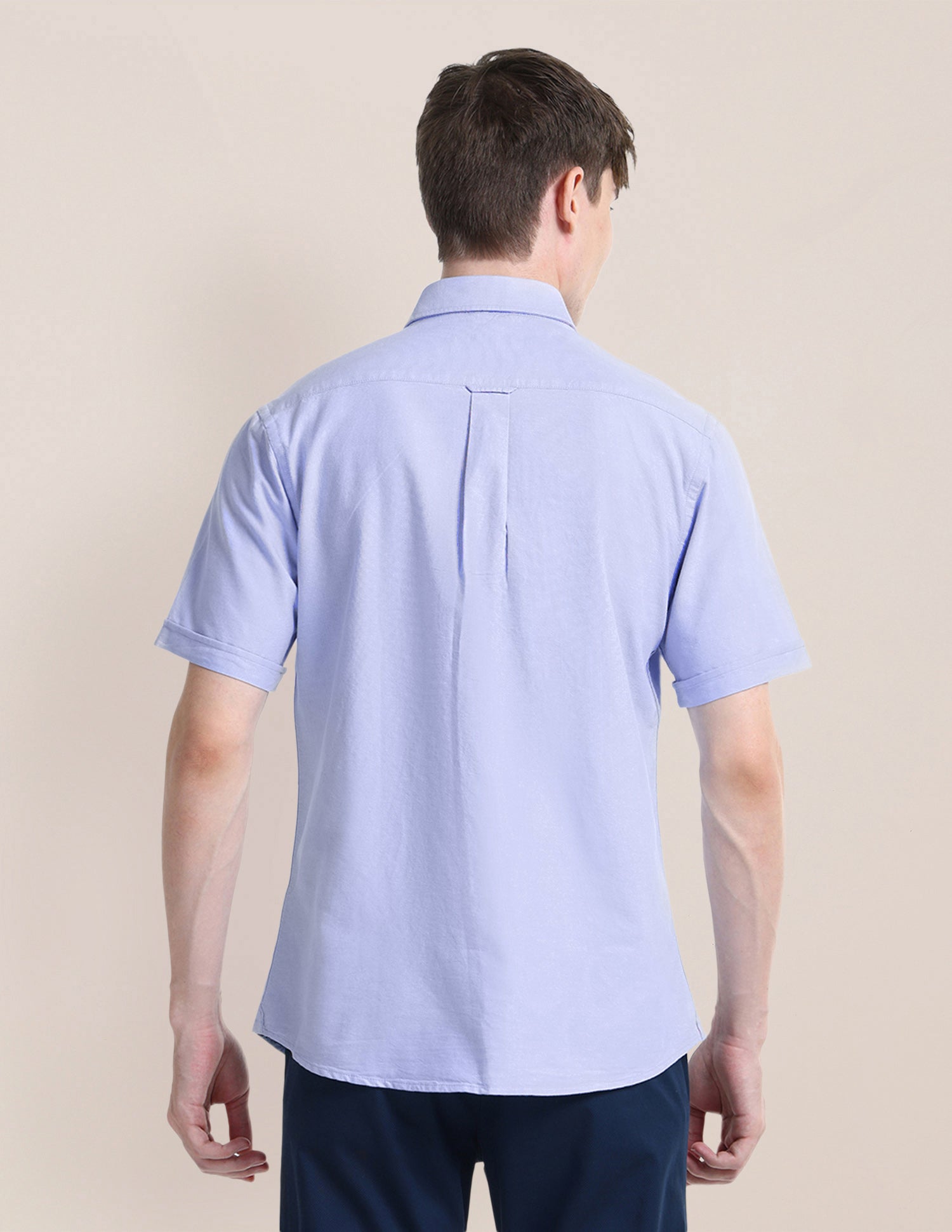 Button Down Collar Solid Formal Shirt Light-Blue - U.S. Polo Assn. India | Large