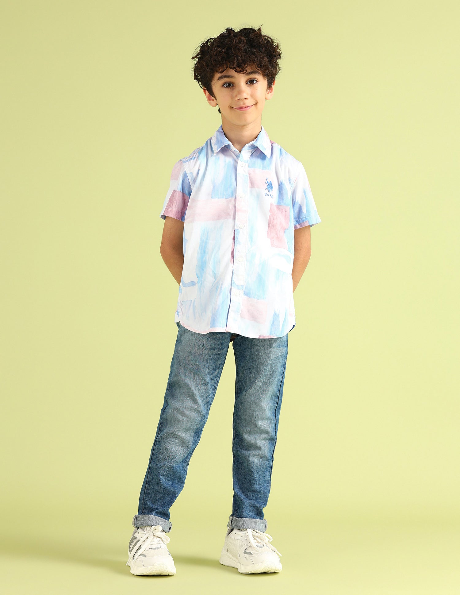 Boys Regular Fit Regular Weave Shirt Light Blue - U.S. Polo Assn. India | Large
