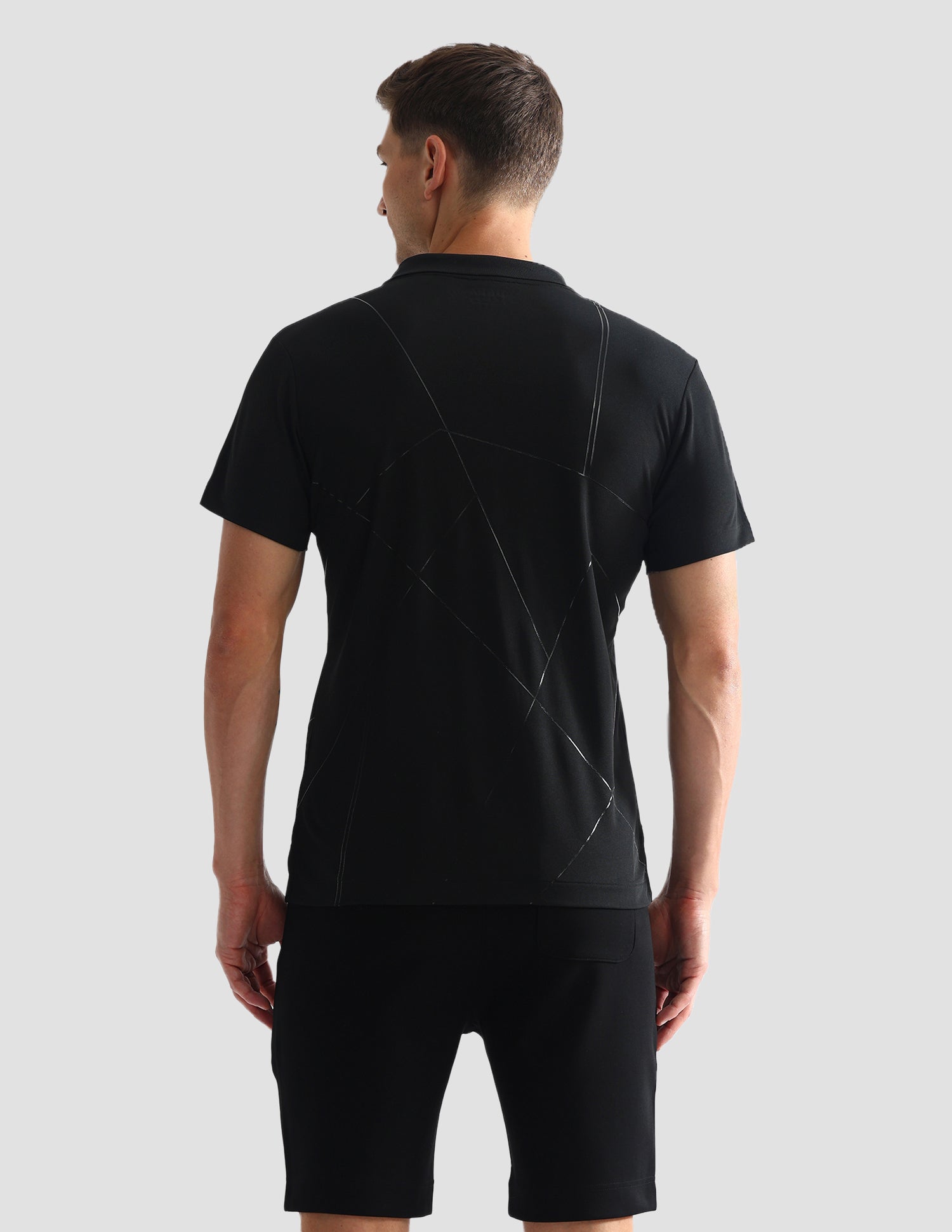 Geometric Printed Slim Polo Shirt Black - U.S. Polo Assn. India | Large