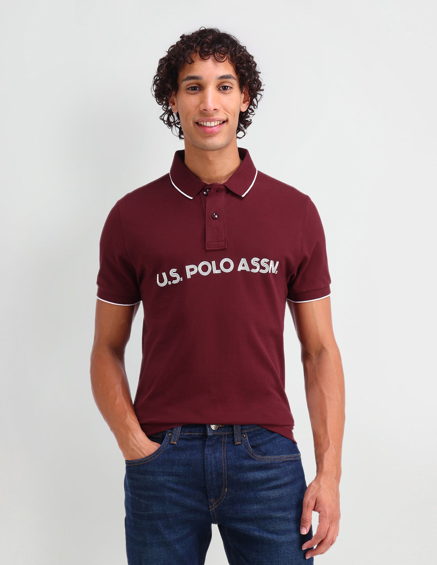 Brand Printed Muscle Fit Polo Shirt