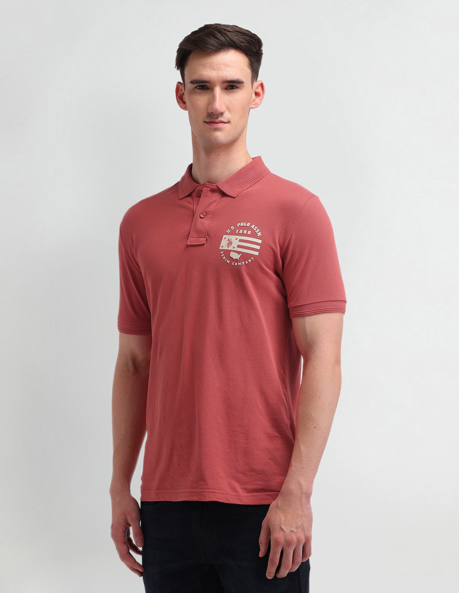 Solid Muscle Fit Polo Shirt Vivid Crimson - U.S. Polo Assn. India | Large