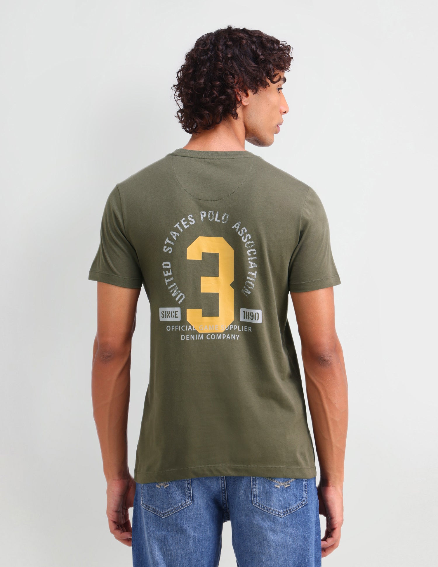 Graphic Printed Muscle Fit T-Shirt Olive Drab - U.S. Polo Assn. India | Large