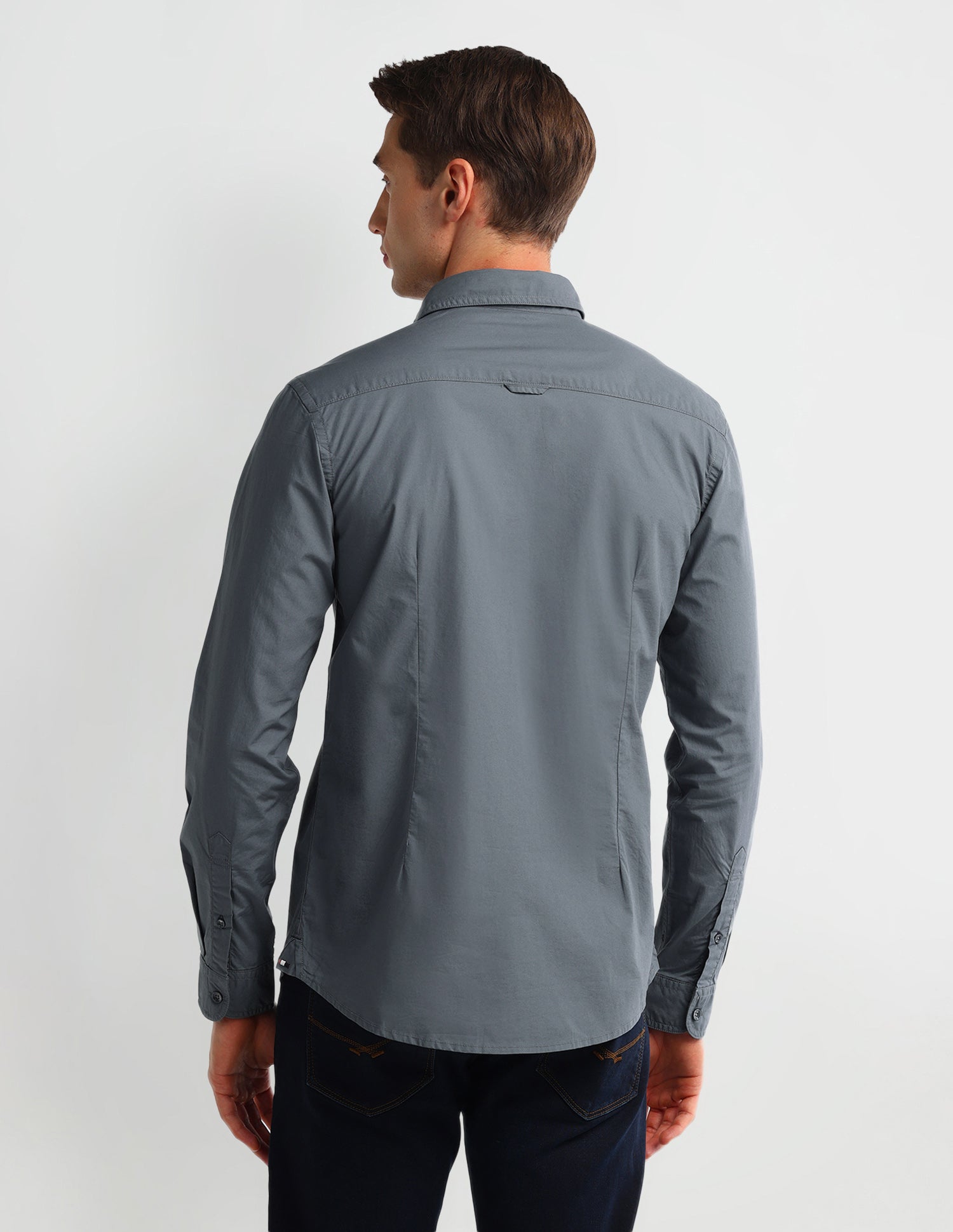 Solid Slim Fit Formal Shirt Grey - U.S. Polo Assn. India | Large
