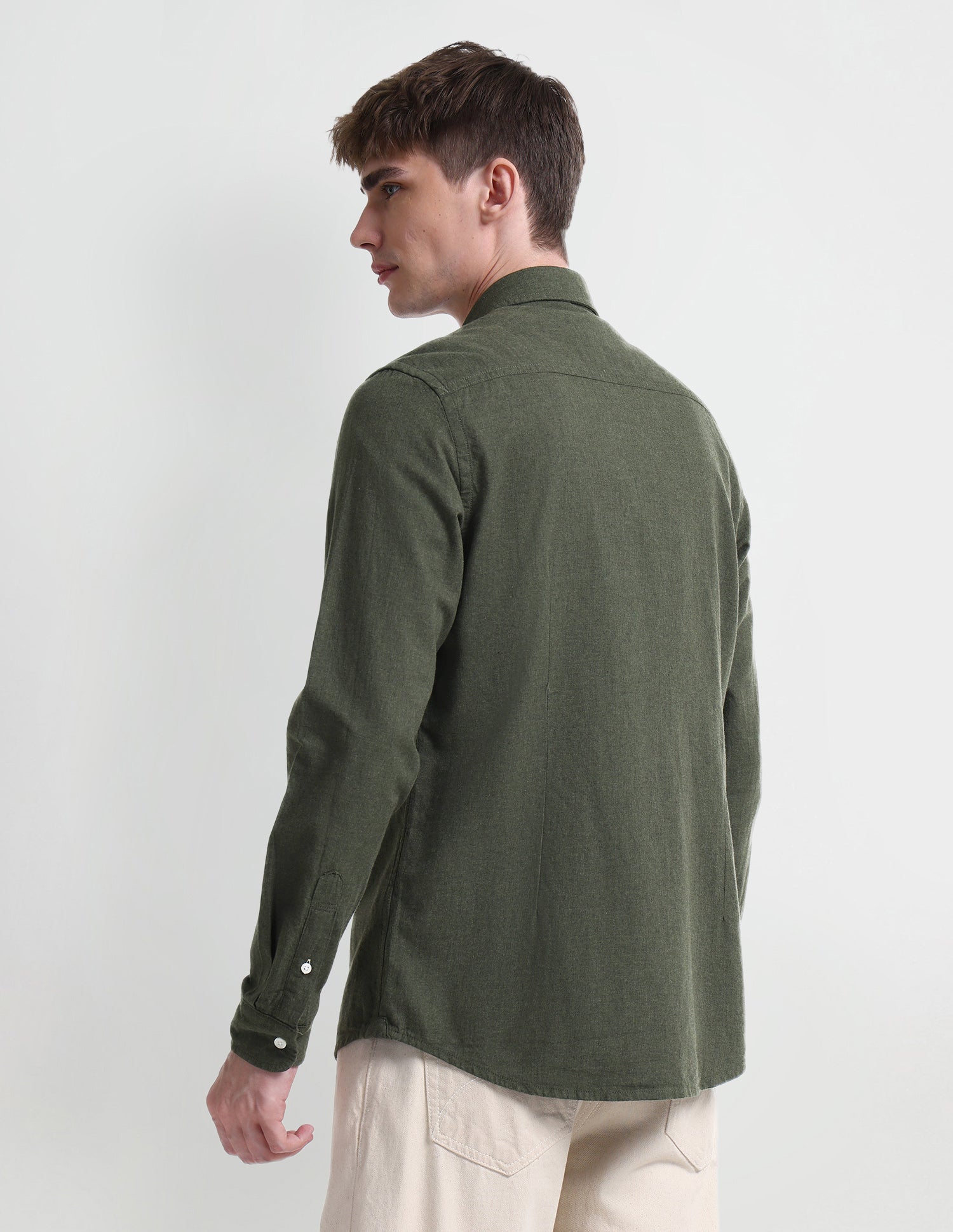 Solid Slim Fit Shirt Olive - U.S. Polo Assn. India | Large
