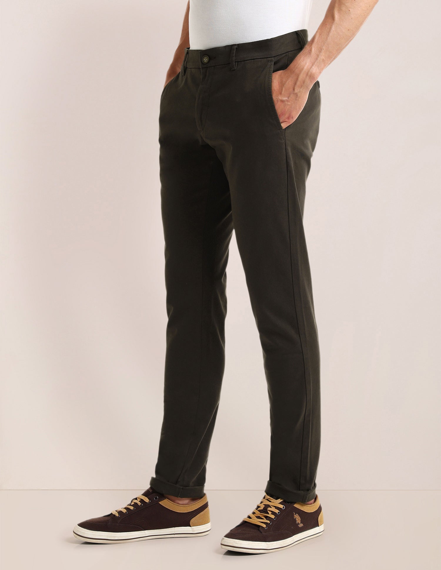 Denver Slim Fit Twill Trousers Dark-Brown - U.S. POLO ASSN. | Large