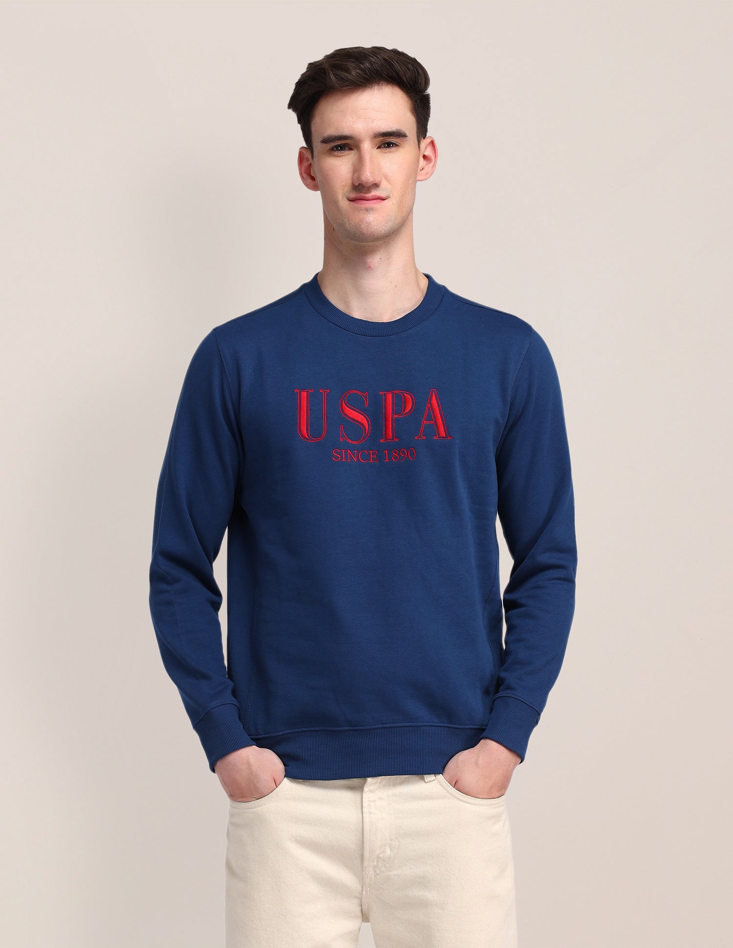 Crew Neck Brand Printed Sweatshirt Teal - U.S. Polo Assn. India | Large
