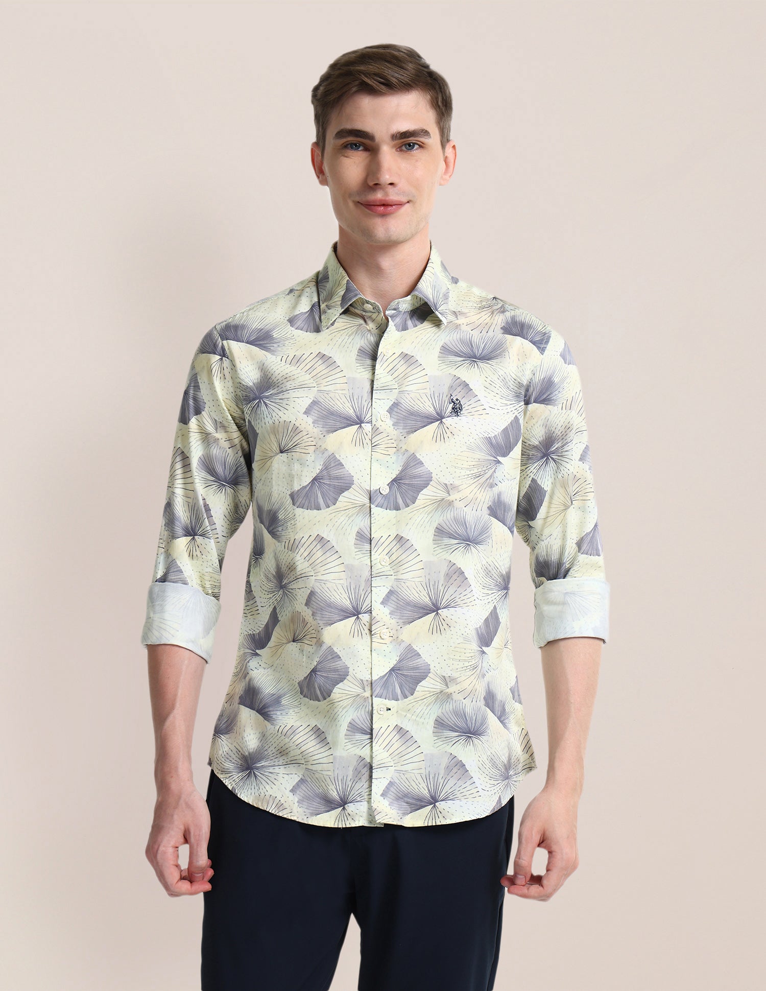 All-over Regular Fit Shirt Light Green - U.S. POLO ASSN. | Large